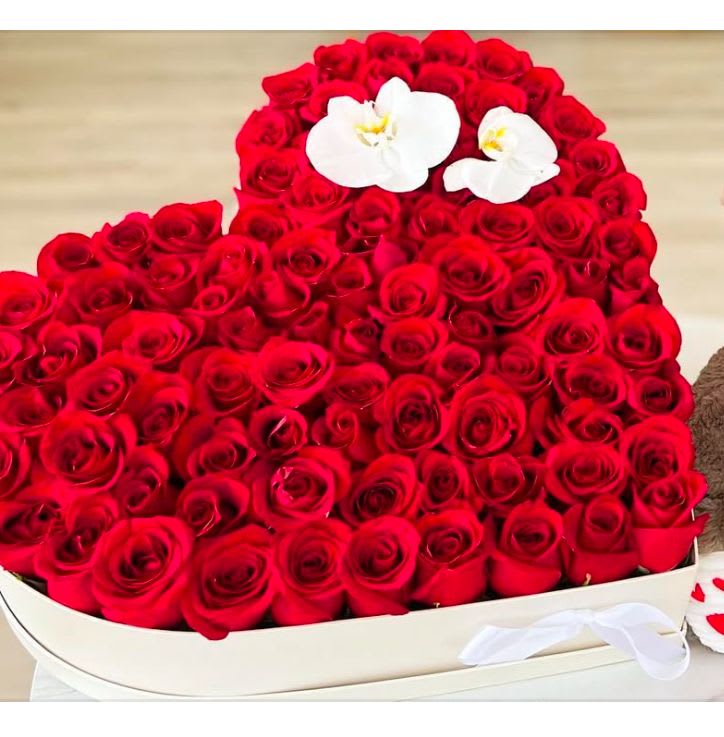 Large Heart - Large heart shaped "Rozellas" Box filled with roses. 