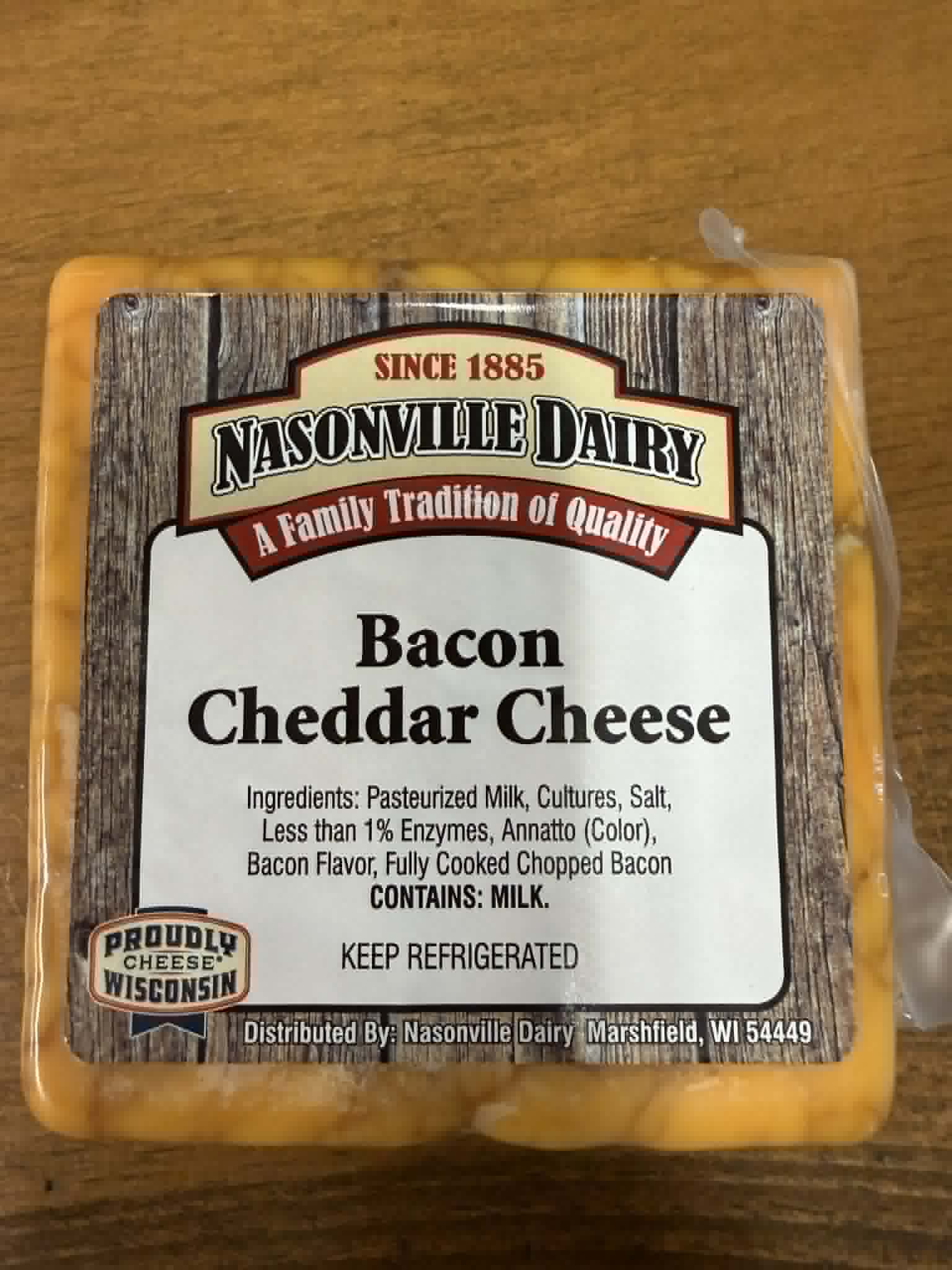 Bacon Cheddar  - Nasonville Dairy  Bacon Cheddar Cheese 