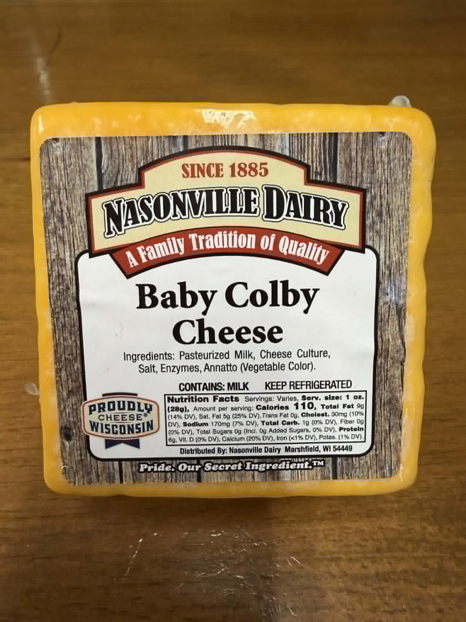 Baby Colby  - Nasonville Dairy  Baby Colby  Milder flavor Tiny holes 