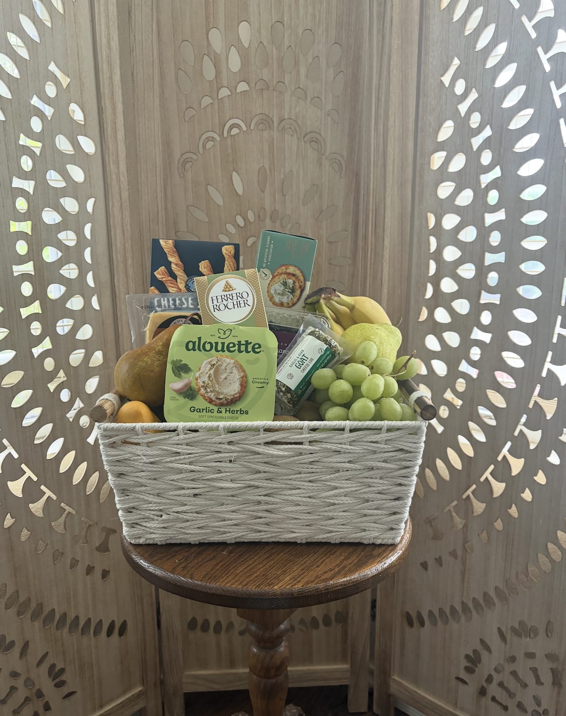 The Grazing Basket  - Thoughtfully curated with a seasonal assortment of fresh, hand-selected fruits paired with gourmet snacks, The Grazing Basket is designed for effortless sharing. This inviting collection balances freshness and indulgence, making it ideal for celebrations, thank-yous, client gifts, or simply enjoying a beautifully abundant spread. Artfully arranged and ready to enjoy, it’s a modern take on classic gifting—simple, generous, and always in good taste.