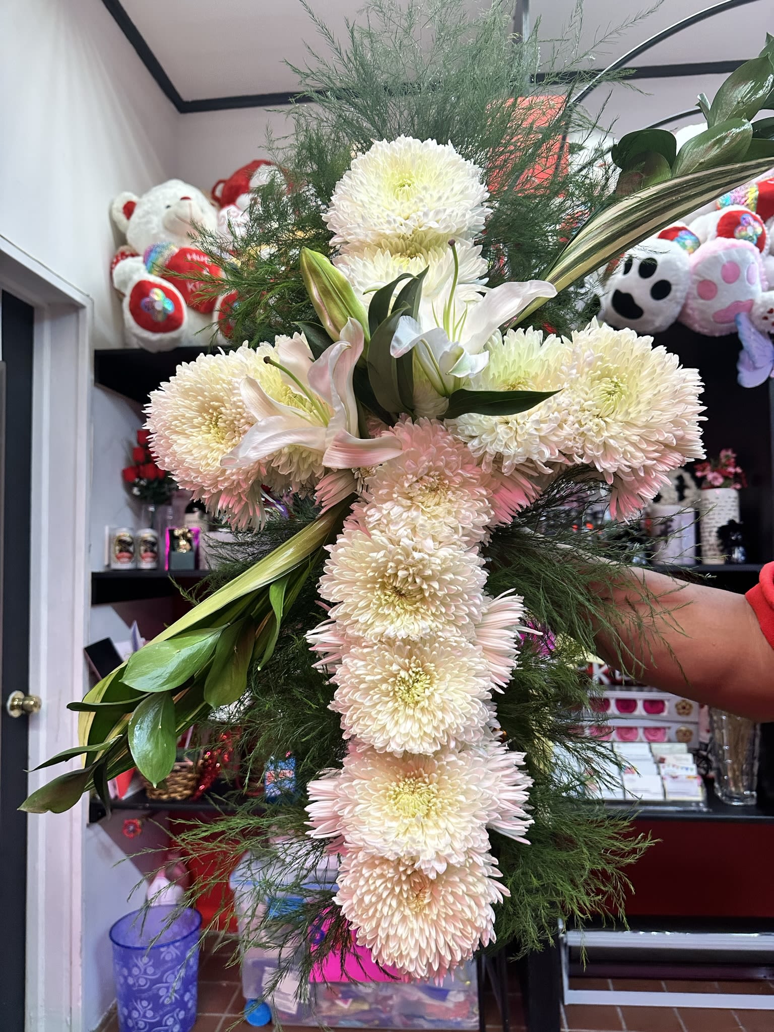 Spider Mom Sympathy Cross Funeral Arrangement - .