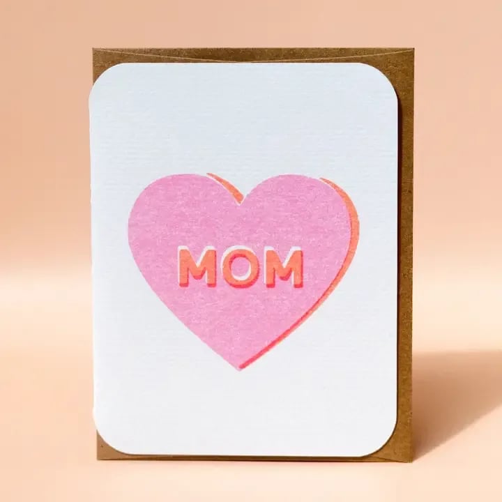 Mothers Day card- MOM  - Blank inside Letter Press  100lb Heavyweight Cardstock