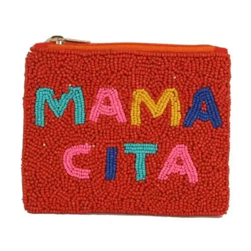 Beaded Coin Purse- MAMACITA RED - Beaded Coin Purse- MAMACITA  Carry your coins in style with these fun and colorful beaded coin purses! Featuring a unique beaded coin purses are both fun and functional. Perfect for moms and mamas who want to add a touch of fashion fun to their daily routine  Final sale.