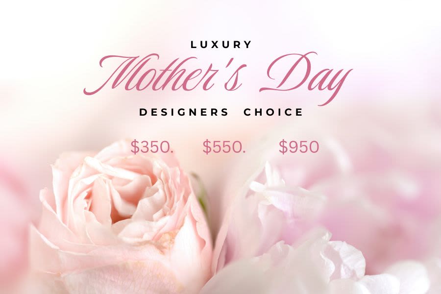 Luxury Designer's Choice - Let the creative hands of our experienced designers craft something truly special and one of a kind for this meaningful occasion. Share a few favorite colors ,flowers, and we will thoughtfully create a beautiful arrangement tailored to your style and budget. For this category, we source high end blooms such as garden roses, peonies, ranunculus, flowering branches, orchids, etc . 