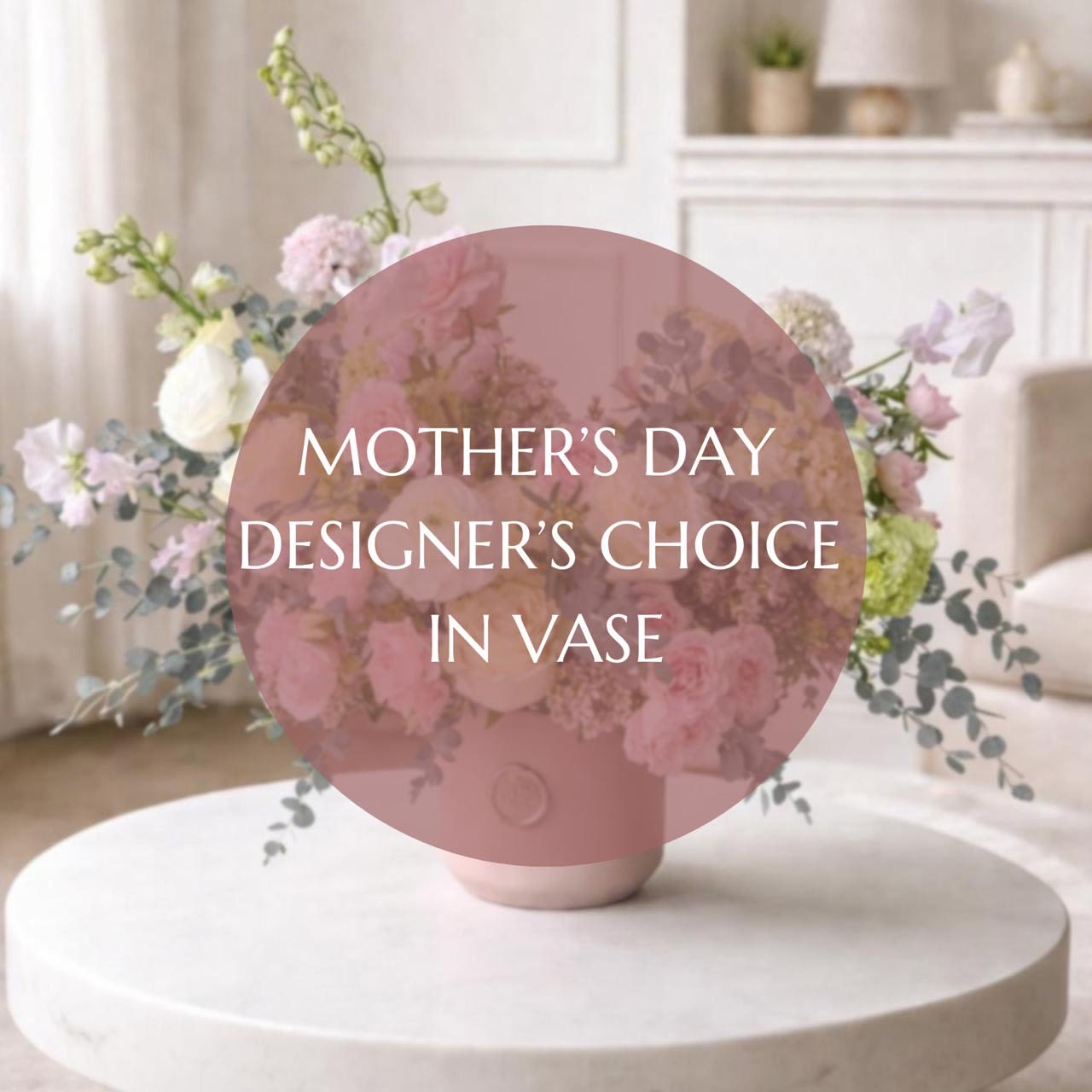 Mother's Day Designer's Choice Vase Arrangement - Mother’s Day Designer’s Choice Vase Arrangement  Celebrate her with a beautifully curated arrangement designed using the freshest seasonal blooms available in our studio. Each piece is one-of-a-kind, thoughtfully composed with a refined balance of color, texture, and movement for an effortlessly elevated look.  Arranged in a premium vase and ready to be enjoyed the moment it arrives, this design offers a timeless and elegant way to make her feel truly special.