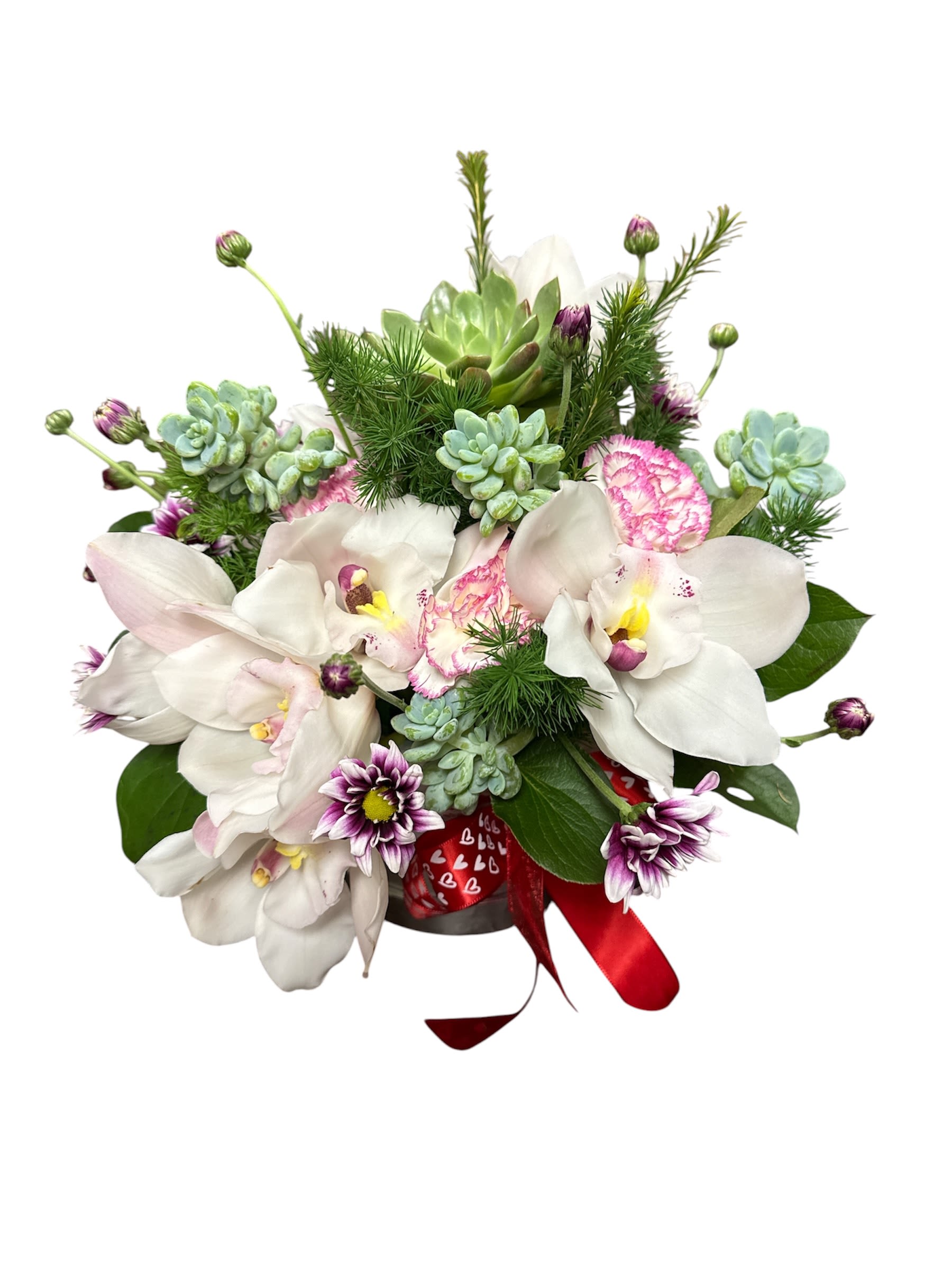 Orchid garden 124 - Substitution Policy  Photos show the overall style and theme of each arrangement. Some flowers or vases may vary due to seasonality, weather, or availability. If substitutions are necessary, we will maintain the design’s style, color palette, and value.  Please note any important design preferences in the florist instructions at checkout or contact us to confirm availability.  Flower Care &amp; Guarantee  We guarantee flower freshness for 24 hours after leaving our shop.  Care Tips:  Cut flowers: Trim stems and change water every 2–3 days.  Foam arrangements: Add about 1 cup of water every couple of days.  After 24 hours, proper care is the customer’s responsibility.  Substitution Policy 
