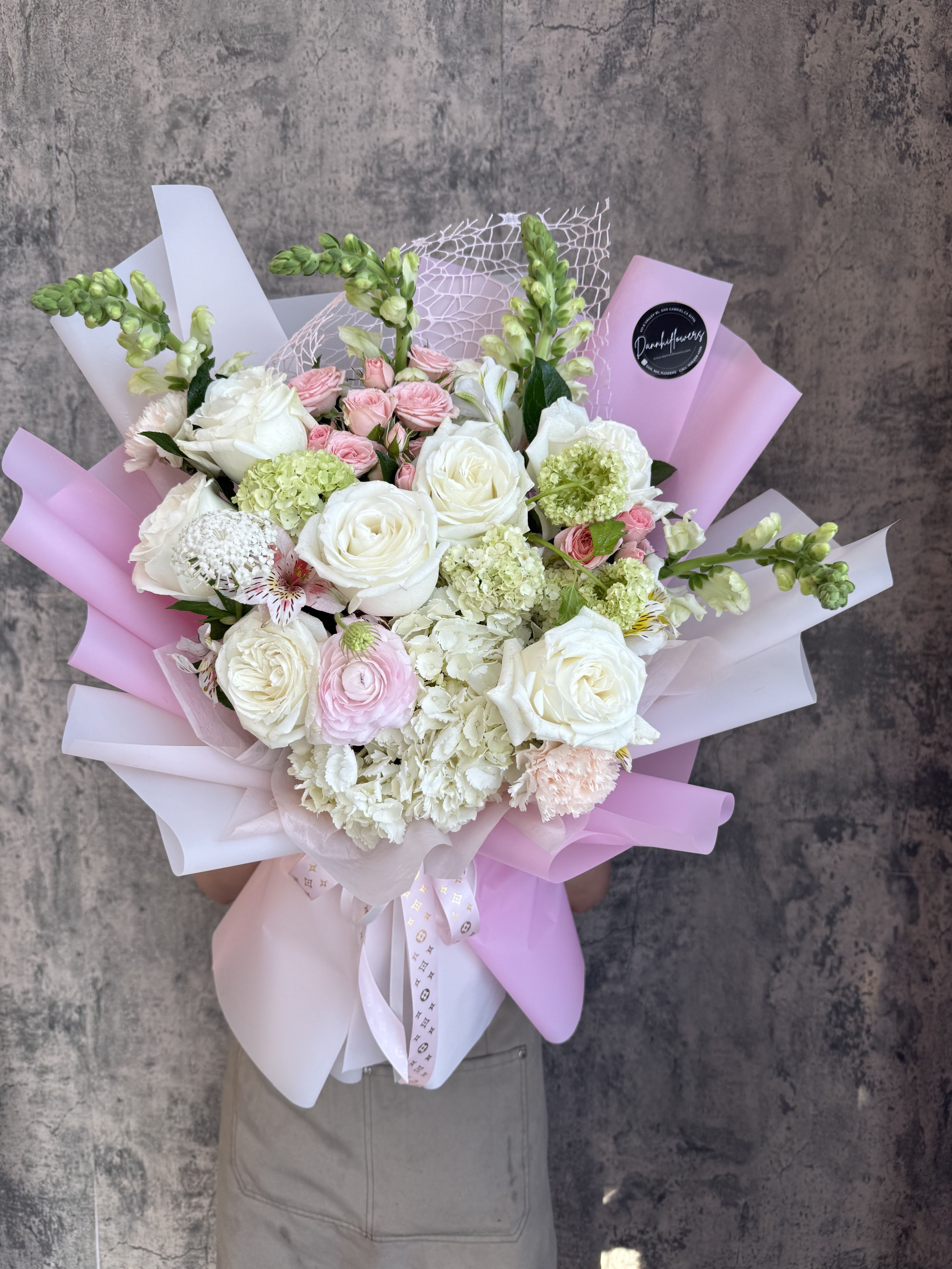Soft whispering  - mix of white and light greeen and soft pink color theme
