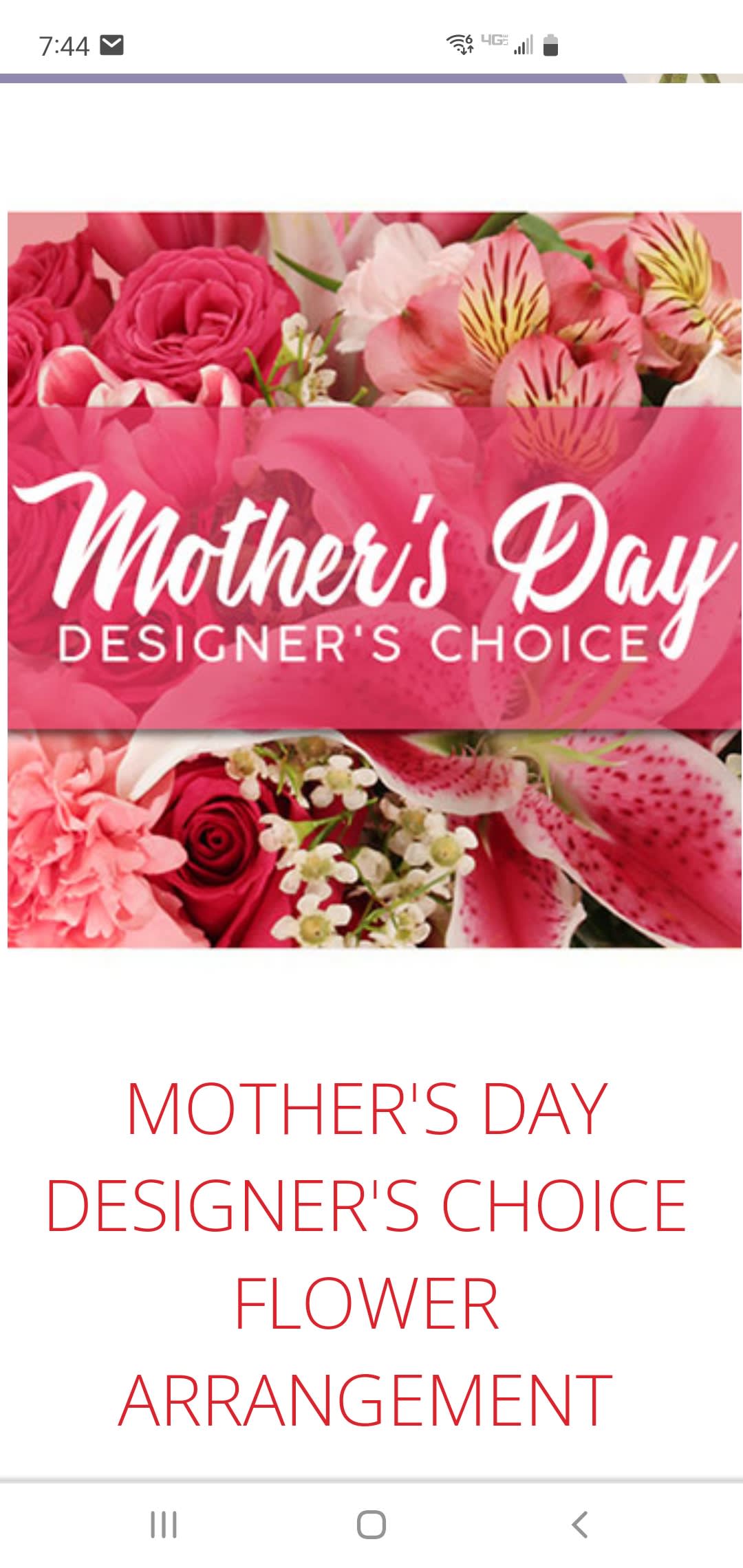 Pink Mother’s Day flower arrangement with roses and lilies
