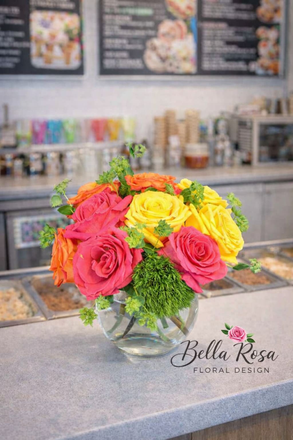 Rainbow Sherbet  - Rainbow sherbet in a bowl! These beautiful multi colored roses look like you could grab a spoon and dig in! Fun in a bowl! 