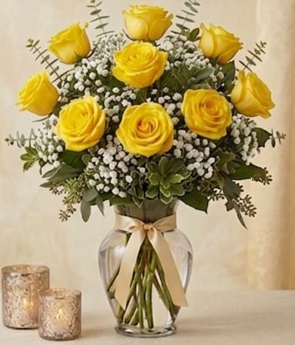 Yellow Roses  - Brighten someone's day with these stunning yellow rose arrangements, thoughtfully designed to bring warmth and cheer to any space.