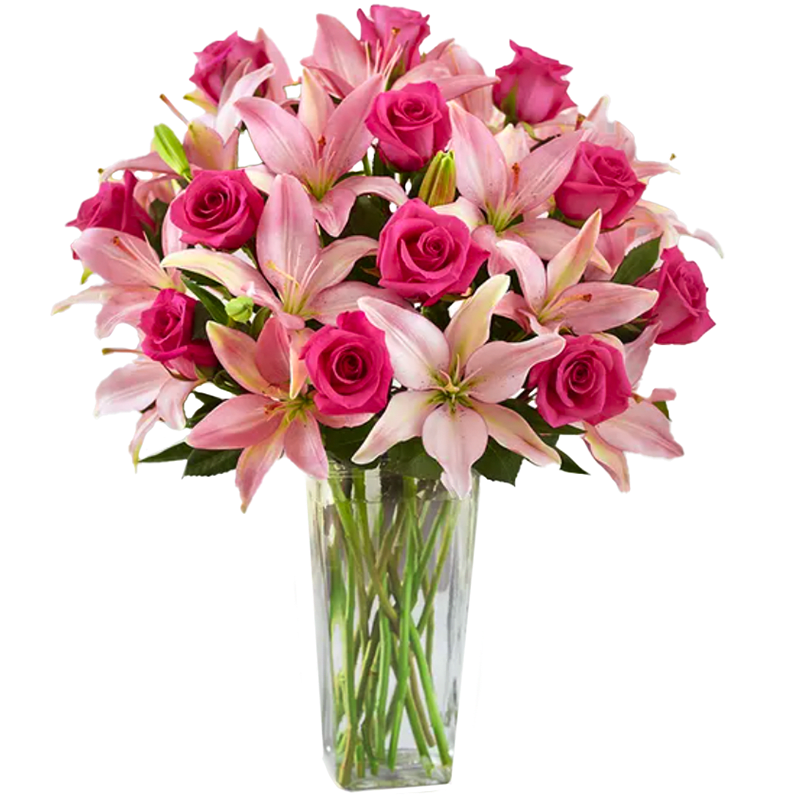 Stunning In Pink - Stunning In Pink is a bold and elegant arrangement that celebrates beauty, confidence, and heartfelt emotion. With its striking shades of pink and clean, classic design, this bouquet makes a powerful statement without feeling overwhelming. Perfect for romance, Valentine’s Day, anniversaries, birthdays, or simply letting someone know they’re on your mind, Stunning In Pink delivers timeless charm with a modern edge.  Most often chosen for anniversaries, Valentine’s Day, and romantic gestures, this arrangement is also a beautiful way to say I love you, I’m thinking of you, or to celebrate someone special just because. Designed in vibrant shades of pink and presented in a clear glass vase, Stunning In Pink feels bold, affectionate, and effortlessly timeless.