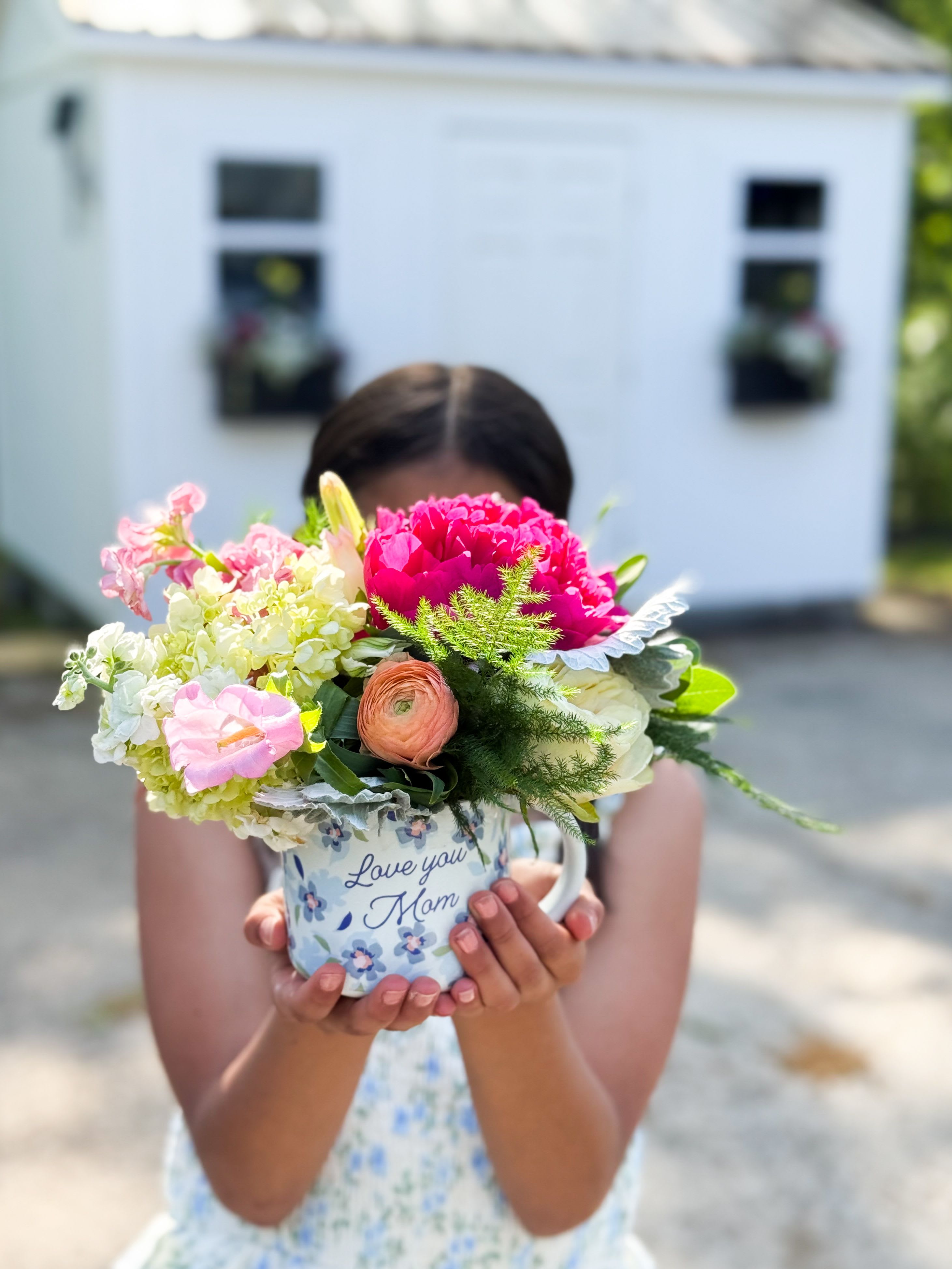 Love You, Mom - Mother's Day coffee mug, Designed with seasonal blooms.