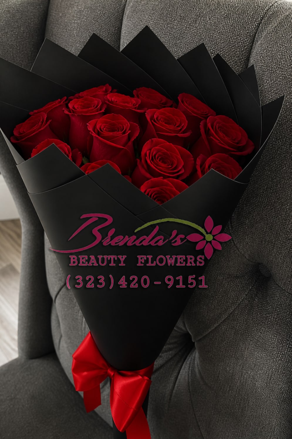 Elegant Red Roses Bouquet  - Standard 12  Deluxe 25  Premium  36  Red  with elegant  wrapping paper and a nice red bow ! Let me know what color wrapping paper you would like .   Simple, classy, and full of love ️ Perfect for birthdays, anniversaries, or just because   Custom ribbon available   Pickup or Uber Delivery available  Also on DoorDash &amp; Uber Eats (Brenda’s Beauty Flowers)   www.brendasbeautyflowers.com  323-420-9151  7414 S Central Ave, Los Angeles, CA  Simple but speaks LOUD ️ #RoseBouquet #LAFlorist #BrendasBeautyFlowers #Rosas #FlowerTok”