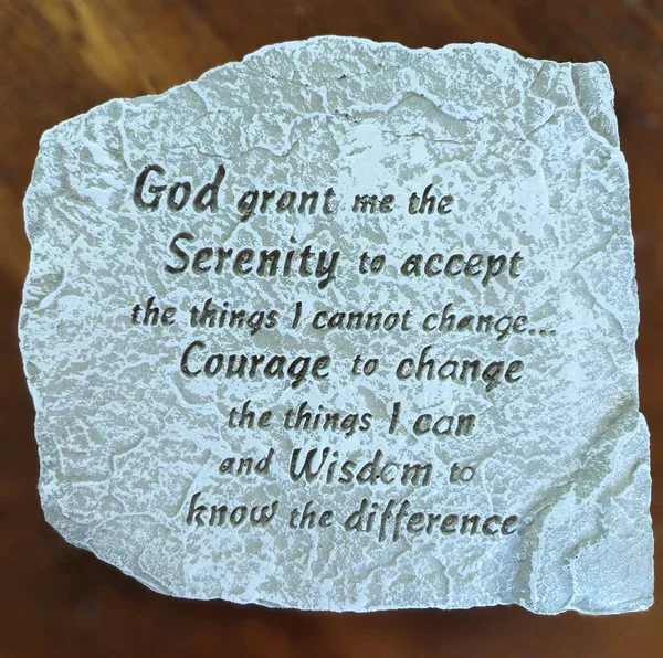 Decorative stone plaque with an engraved Serenity Prayer quote