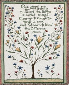 Framed floral wall hanging with a quote and a tree made of flowers