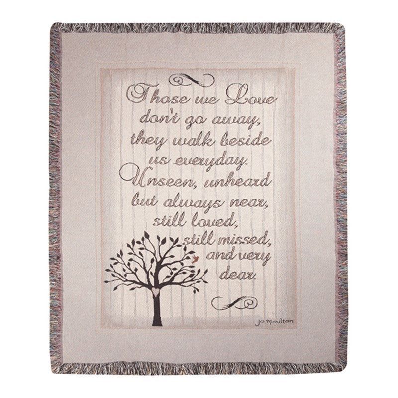 THROW - THOSE WE LOVE - This heirloom-quality will add boutique charm to your home! Our Tapestry Throws are woven from 100% cotton. The weave is thick, and this versatile 50" x 60" piece can be used as a blanket, bedspread, or wall hanging. Includes the throw displayed on an easel.