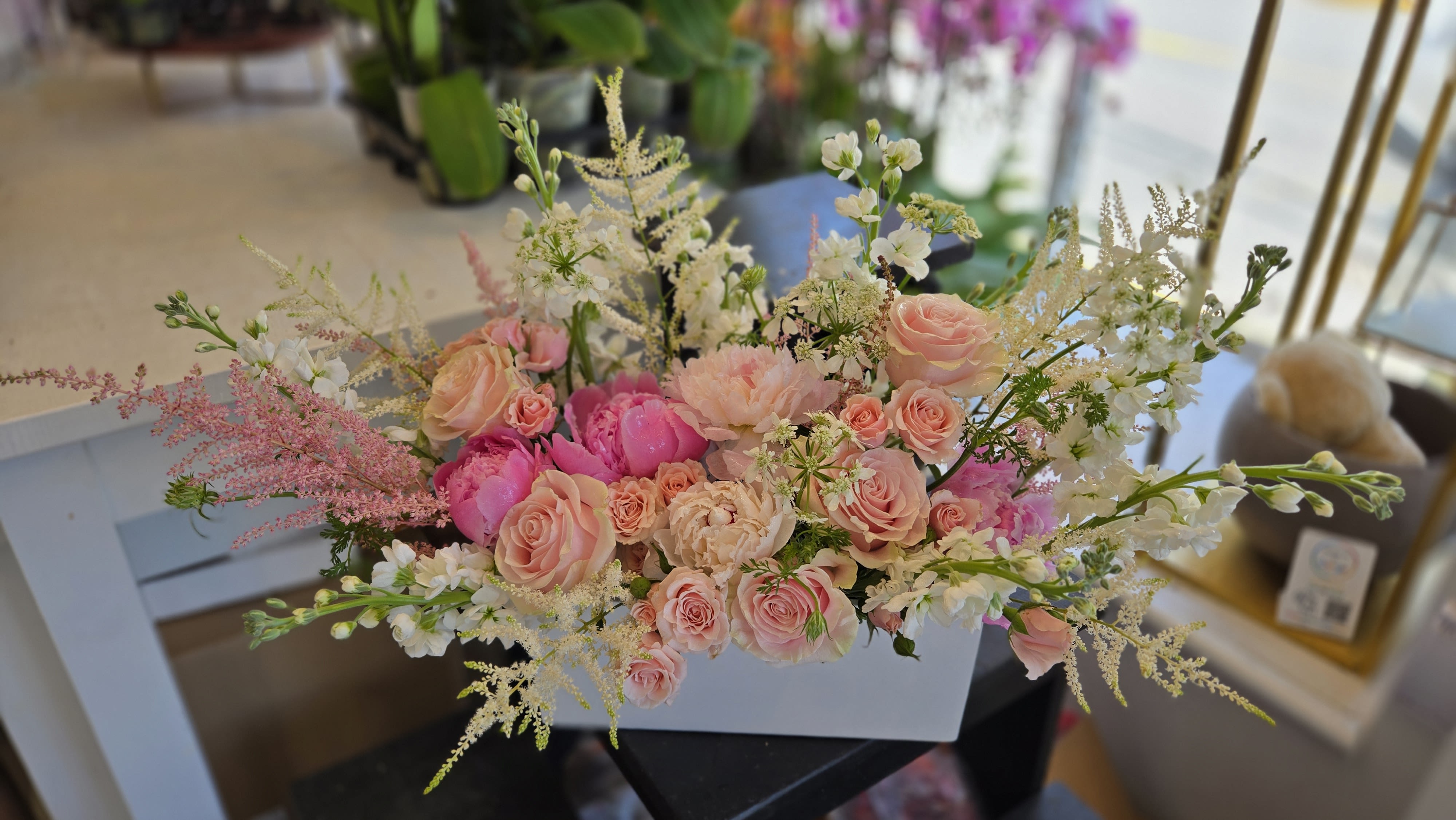 MD Arrangement - 1 - A beautiful Mother’s Day arrangement featuring fresh seasonal blooms in a soft and elegant design. Perfect for expressing love and appreciation with a refined, timeless touch.