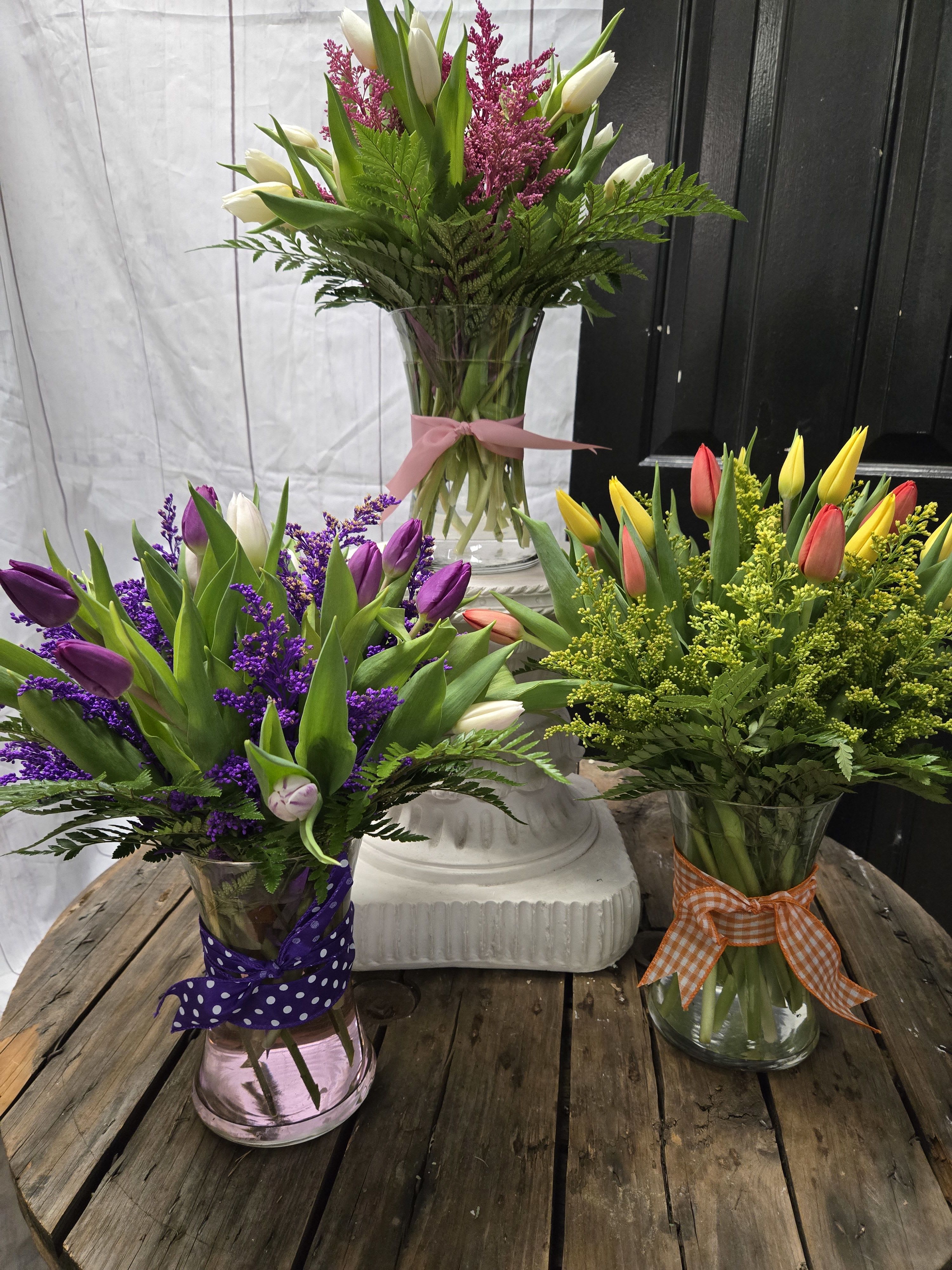Teriffic Tulips  - Assorted Colored tulip vase of 20 tulips with colorful filler for a nice pop of spring 