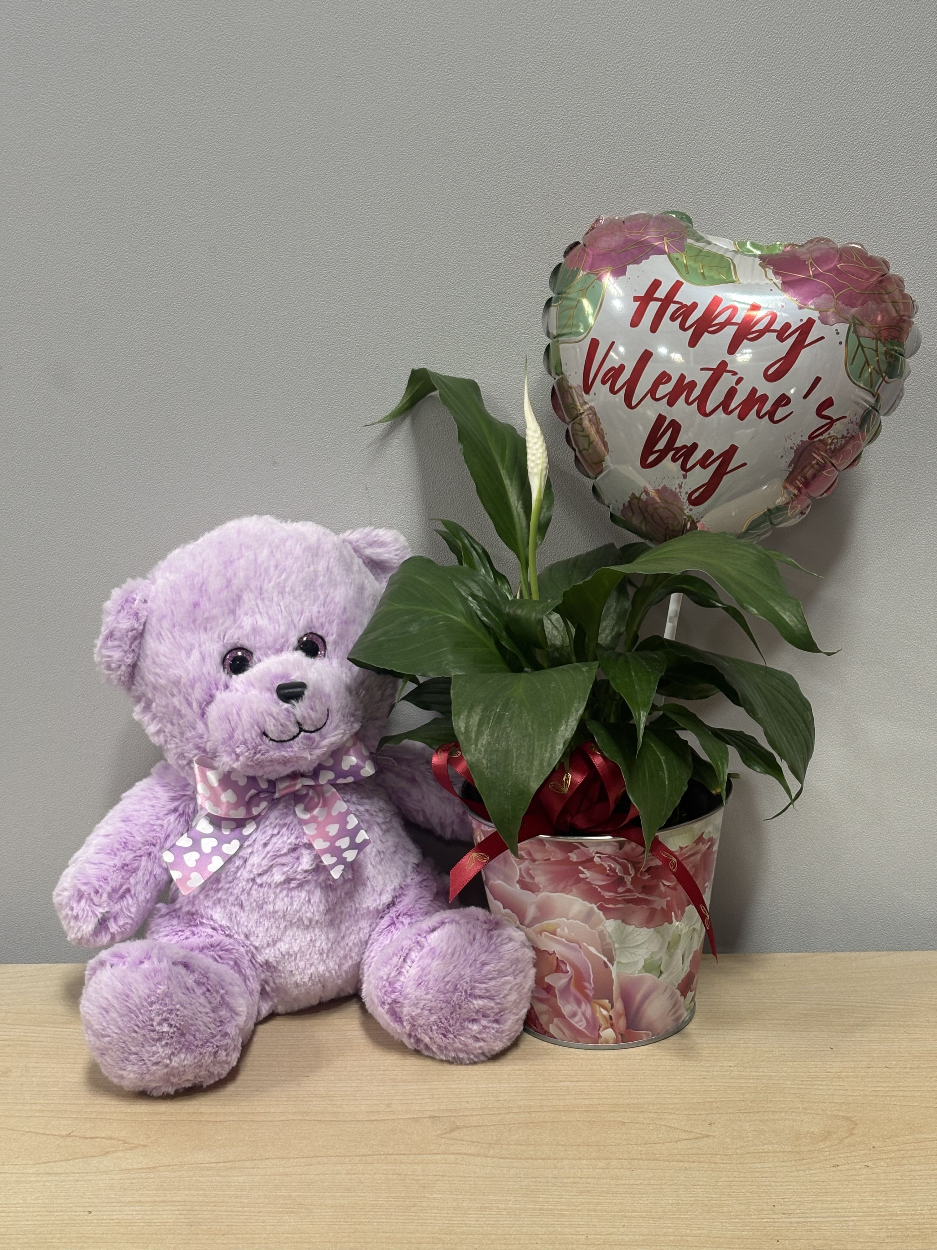 Valentine Plant &amp; Lavender Bear - As shown 