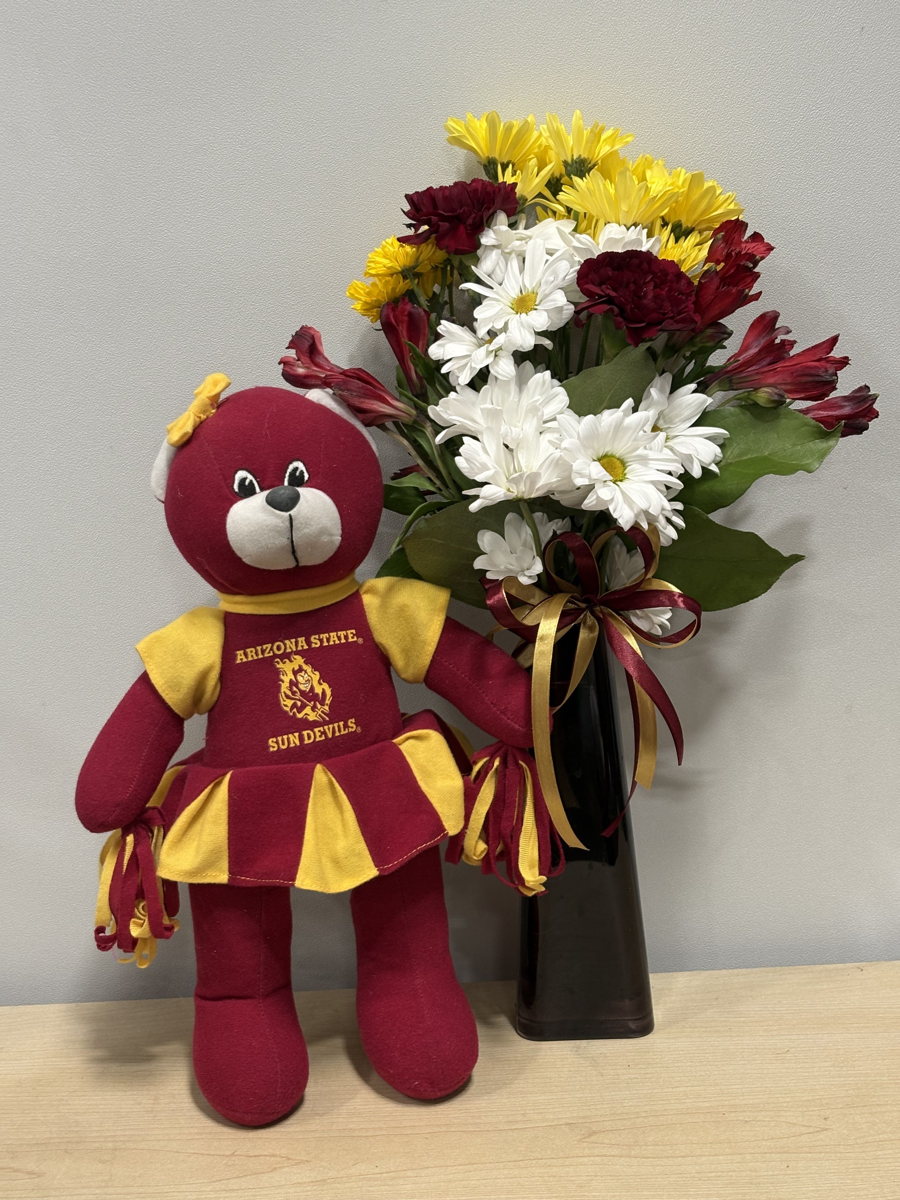 ASU Cheer Bear &amp; Flowers - As shown 