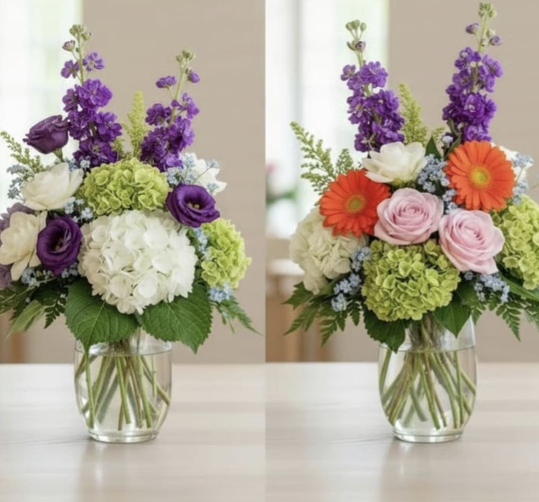 Garden Joy – Mother’s Day Bouquet  - Garden Joy – Mother’s Day Bouquet   Celebrate Mom with a burst of color and life. Garden Joy is a vibrant, nature-inspired arrangement featuring cheerful gerbera daisies, soft hydrangeas, and classic roses in a beautiful mix of blue or purple, white, and orange tones.  Designed to feel like a blooming garden, this bouquet is full of movement, color, and happiness—perfect for brightening her home and her heart. Each arrangement is handcrafted with fresh, seasonal flowers, creating a one-of-a-kind piece that feels natural, joyful, and full of love.  Bring life, color, and warmth into your mother’s home this Mother’s Day with a bouquet that celebrates her beautifully.   Colorful Garden Style  Fresh Seasonal Blooms  Made with Love by ATX Flowers