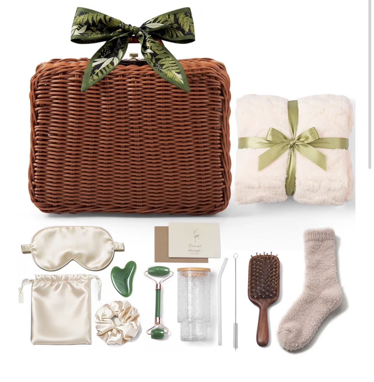 Vintage 14-Piece Self care Wicker Basket  - Vintage Self - Care gift basket Ready to go