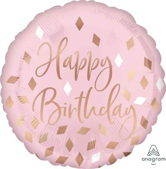 Happy birthday 22" pink star mylar balloon - Festive 22" mylar balloon to add to your order. 