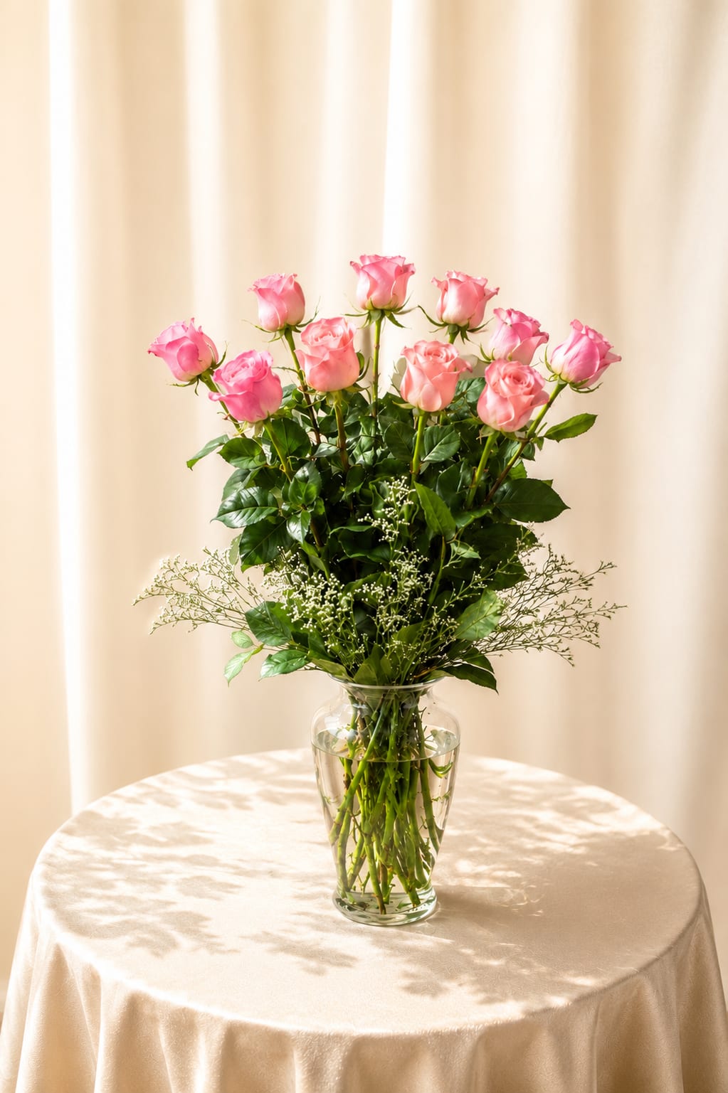 Classic Dozen Pink Roses - A cheerful and elegant bouquet of one dozen long-stem pink roses, beautifully arranged to express love, appreciation, and joy. Soft, romantic, and timeless, this design is the perfect way to brighten someone’s day and celebrate meaningful moments.  Each arrangement is Designer’s Choice, thoughtfully created with fresh seasonal blooms. Rose size and color tones may vary based on availability while preserving the overall style, quality, and presentation.  Perfect for Valentine’s Day, birthdays, Mother’s Day, anniversaries, thank you gestures, welcoming a new baby, thinking of you, congratulations, or a sweet “just because” surprise.  Same day flower delivery available in Southwest Florida, including Naples, Bonita Springs, and Fort Myers Beach. 