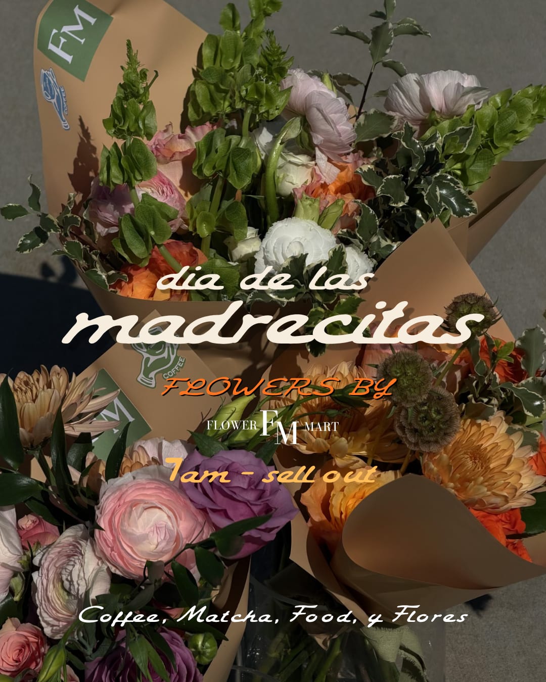 Small Wrapped Bouquet Pre-Order For Rutina Pop Up - Small seasonal Wrapped Bouquet of fresh flowers for Mothers day Pre Order Pick up at Rutina Coffee shop form 7am-2pm on May 10  44855 San Pablo Ave Ste 1  Palm Desert,CA 