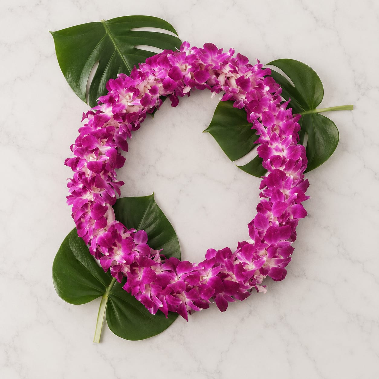 Purple Orchid Lei – Tropical Hawaiian Orchid Lei   - Celebrate life’s special moments with our handcrafted Purple Orchid Lei, made with fresh premium dendrobium orchids in vibrant tropical hues. This stunning floral lei features layers of rich purple orchid blooms carefully arranged to create a full, elegant, and luxurious presentation inspired by traditional Hawaiian leis.  Soft, fragrant, and beautifully detailed, this lei is perfect for honoring graduates, welcoming loved ones, celebrating birthdays, luaus, performances, weddings, or any meaningful milestone. Its tropical beauty creates an unforgettable statement while maintaining a refined and sophisticated look.  Each lei is handcrafted fresh with attention to detail and designed to feel lush, balanced, and photo-ready from every angle.  Flowers Included Fresh Purple Dendrobium Orchids Tropical Greenery Accents (when available) Perfect For Graduation Celebrations Hawaiian Luaus Welcome Gifts Dance &amp; Performance Events Weddings &amp; Ceremonies Special Celebrations Design Details Handcrafted fresh floral lei Rich tropical orchid styling Soft elegant texture Lightweight comfortable wear Designed for premium presentation  Note Flower shades and orchid varieties may vary slightly based on seasonal availability while maintaining the overall color palette, fullness, and tropical style of the lei.