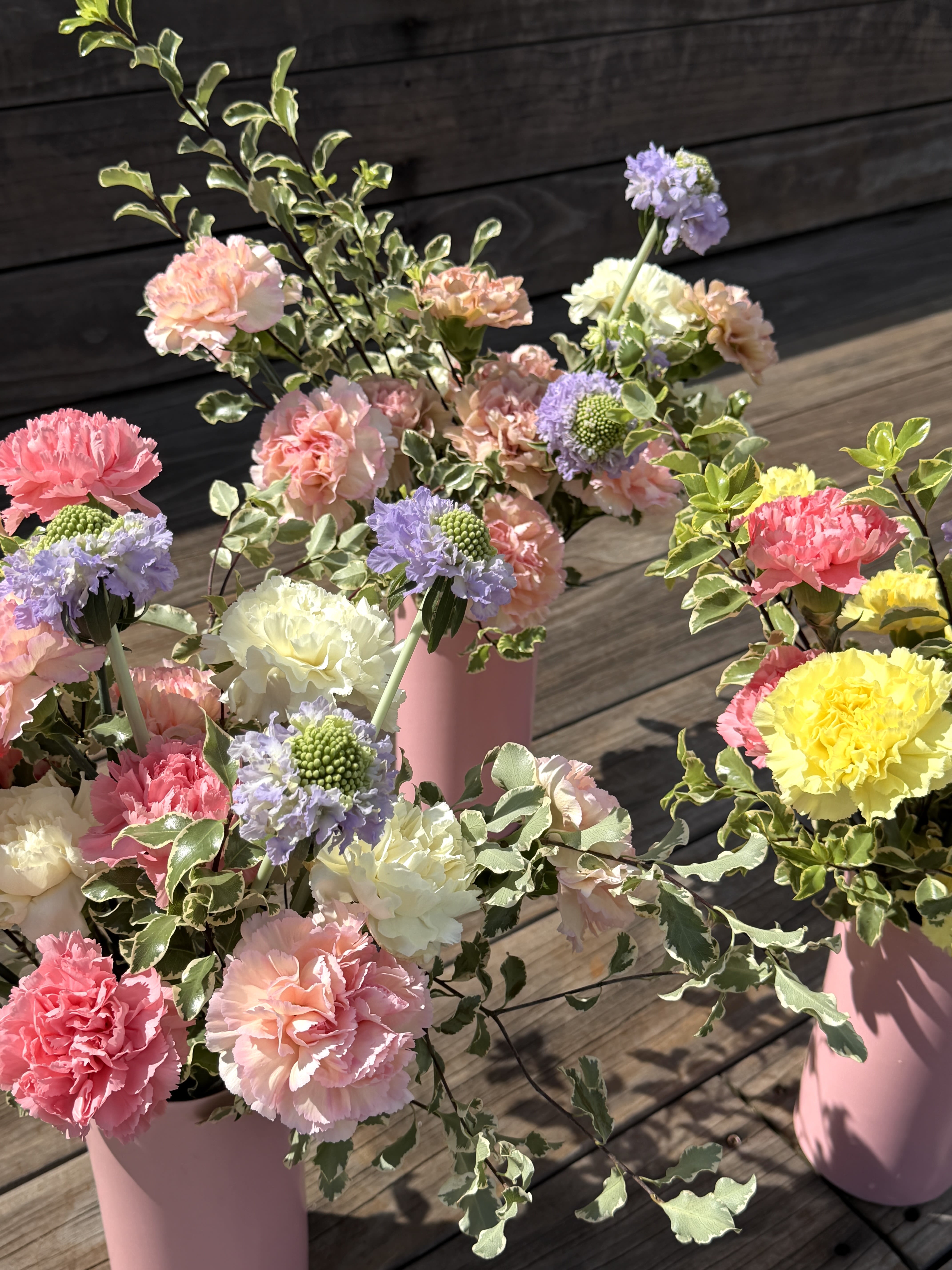 Mother’s Day Posy - Soft, garden-fresh carnations in blush pink, peach, lavender, yellow and white bring a light, airy charm to this Mother's Day posy-perfect as a spring birthday bouquet, a cheerful thank-you gift, or a "just because" surprise. The pastel mix reads romantic yet modern, so the person you're thinking of will feel celebrated and seen whether it's for Mother's Day, Women's Day, Earth Day, or an everyday brightening of their home.
