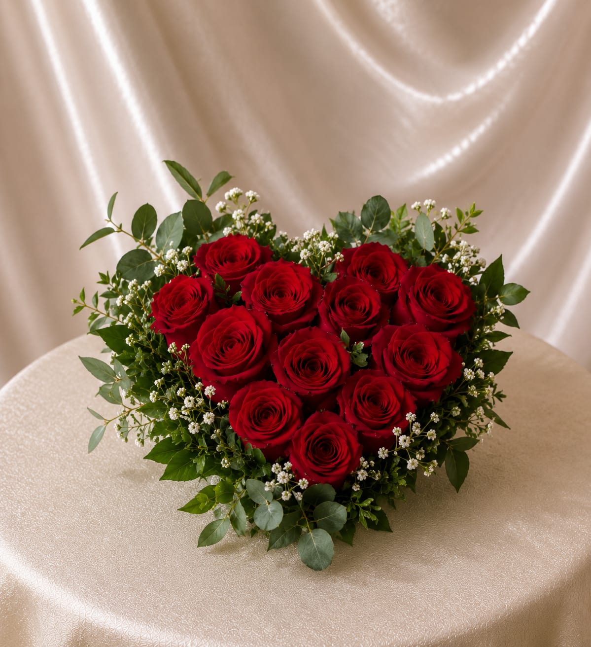 Red Rose Heart Design™ - A stunning heart-shaped flower arrangement crafted with premium red roses and lush greenery. Bold, passionate, and unforgettable, this design speaks straight from the heart and creates a powerful expression of love.  Each arrangement is Designer’s Choice, thoughtfully created with fresh seasonal blooms. Flower varieties and color tones may vary based on availability while preserving the overall style, palette, and quality.  Perfect for Valentine’s Day, anniversaries, engagements, romantic occasions, or saying “I love you” in the most meaningful way.  Same day flower delivery available in Southwest Florida, including Naples, Bonita Springs, and Fort Myers Beach.
