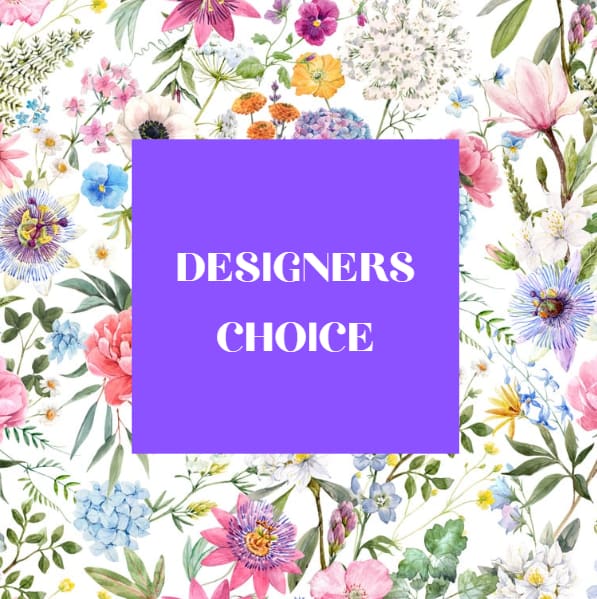 Small DESIGNERS CHOICE - A bright, springlike bouquet chosen by our designers to delight someone special - perfect as a birthday bouquet, a "just because" surprise, or a cheerful get-well arrangement. The Designers Choice flower arrangement brings together a soft mix of purple, pink, white, and blue blooms to create an airy, joyful impression that will make the person you're thinking of feel seen and celebrated.  Our seasonal picks selected for color, texture, and freshness. Expect a light, watercolor-inspired palette with mixed shapes (fluffy hydrangea heads, delicate anemone centers, and playful daisies) arranged for an effortless, garden-fresh look. If you'd like any color emphasis or need this for a specific occasion, note your preference when ordering and our designers will tailor the selection to match the moment.
