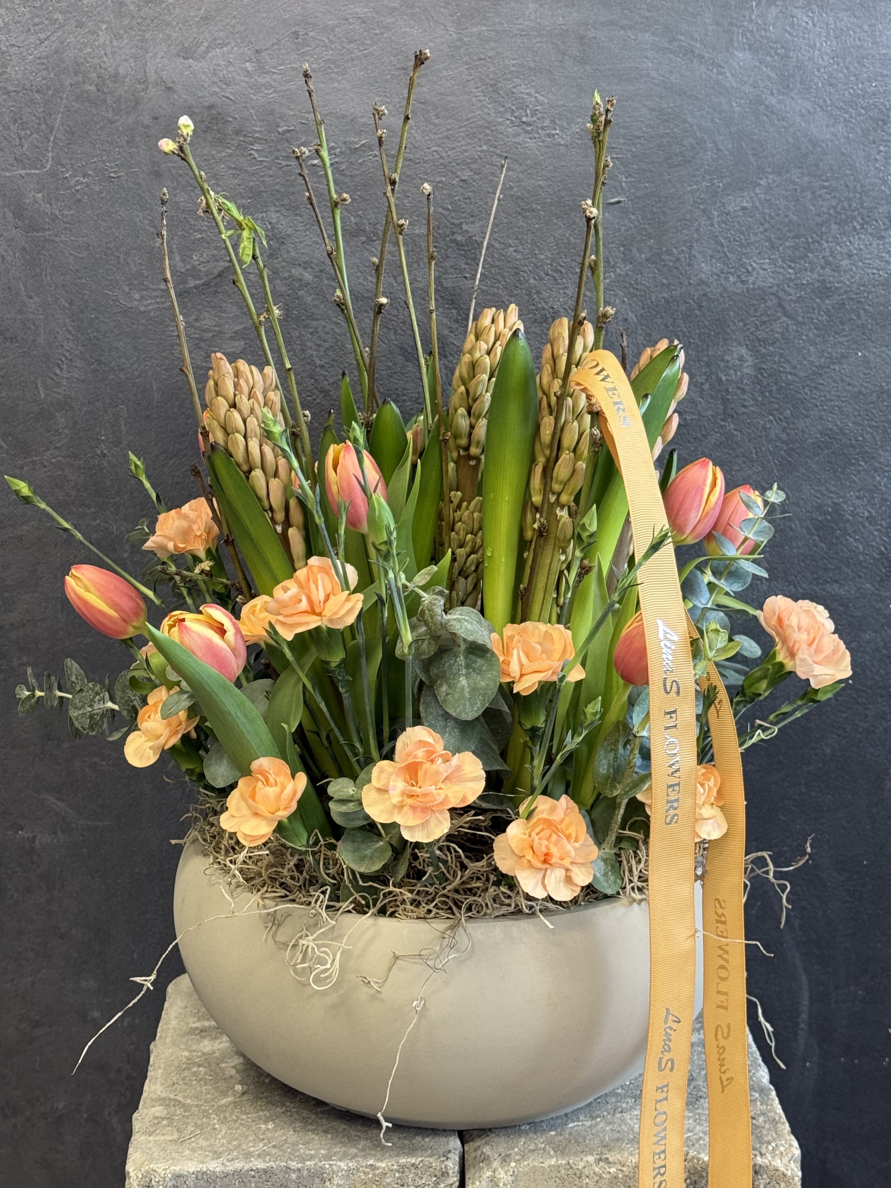Garden - Elegant garden arrangements with carnations and hyacinths — soft beauty, delicate fragrance, and timeless charm in every bloom. A perfect touch of romance and grace for any special moment