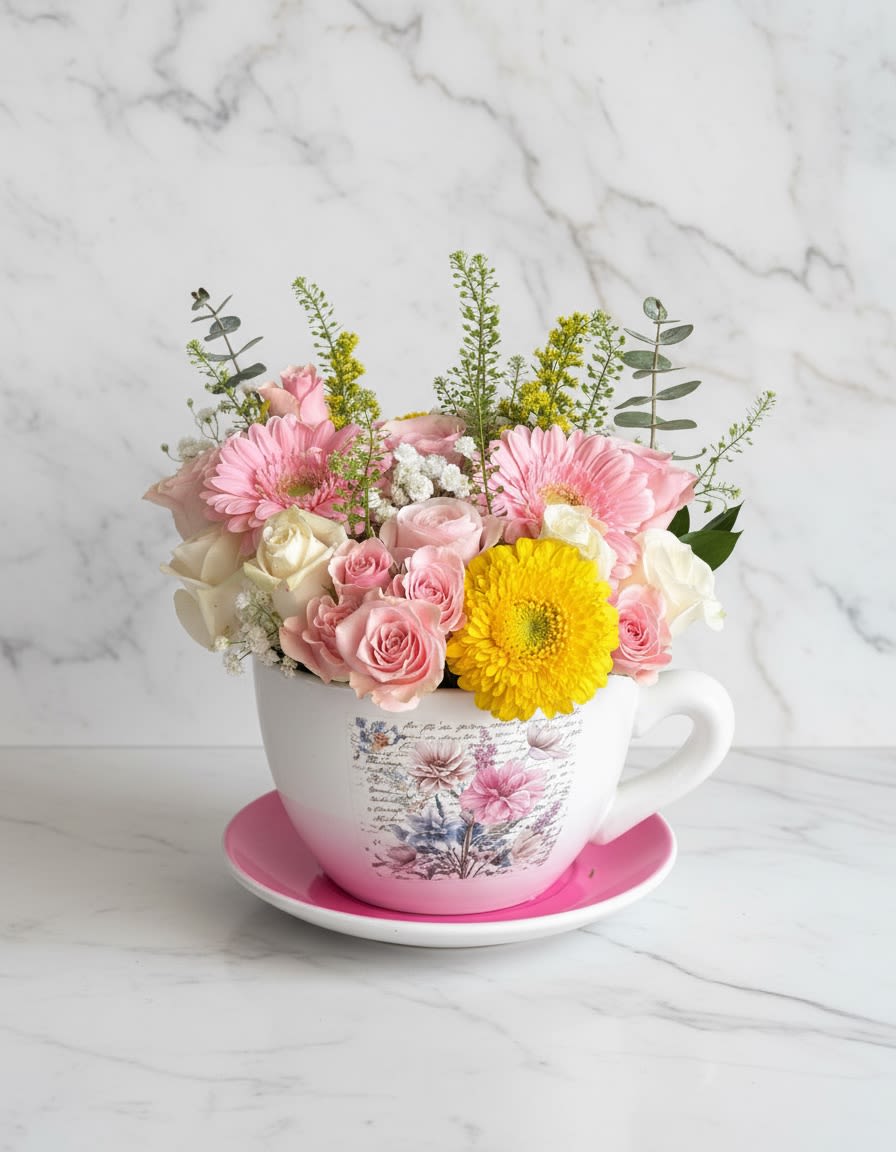 XL Cup of Flowers (Freestyle)  - Freestyle means flowers and colors may change depending on availability but will be a beautiful arrangement nonetheless. Designer has full range of creativity