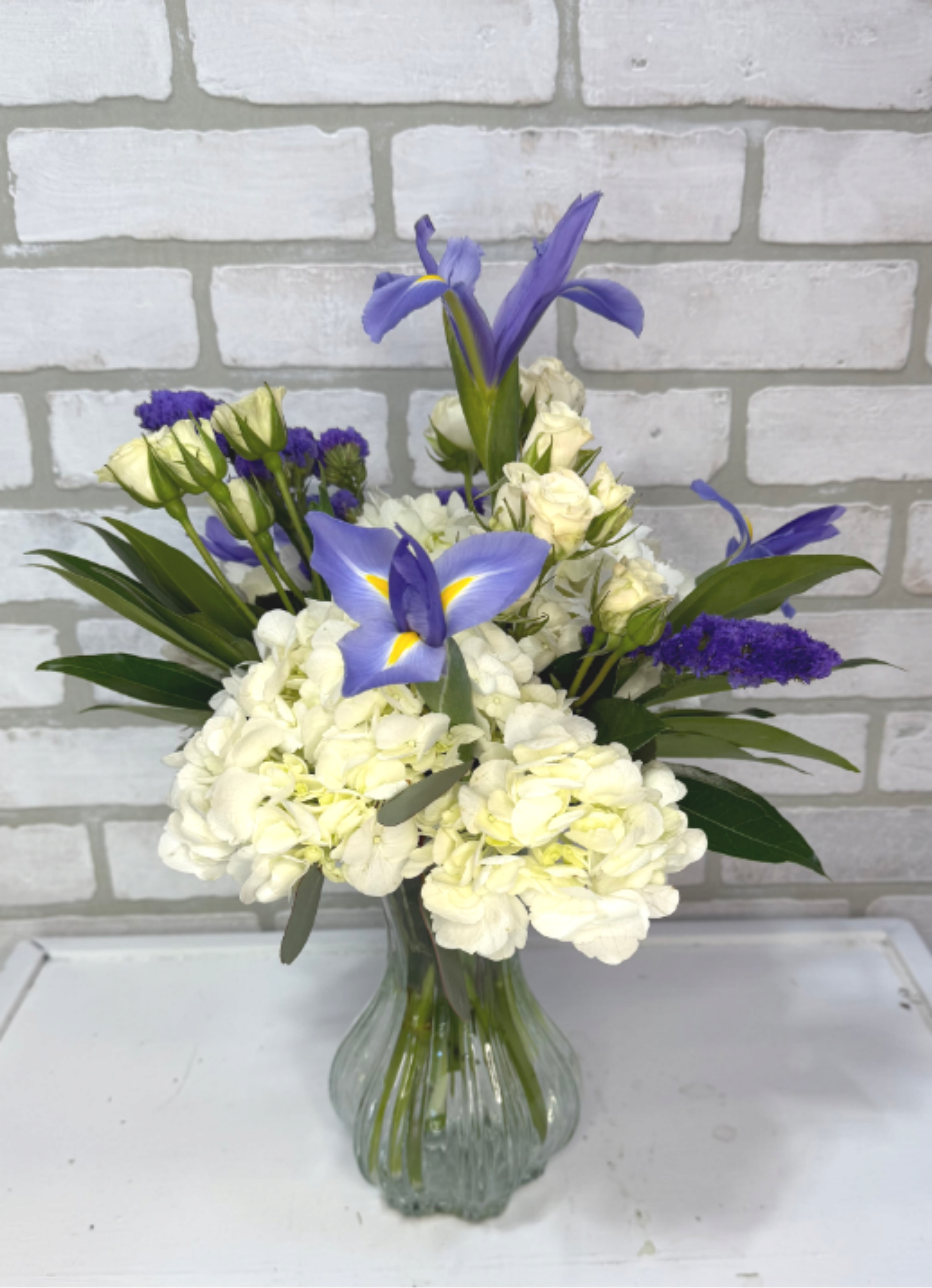Hydrangeas and Iris  - A simple and classic bouquet 
