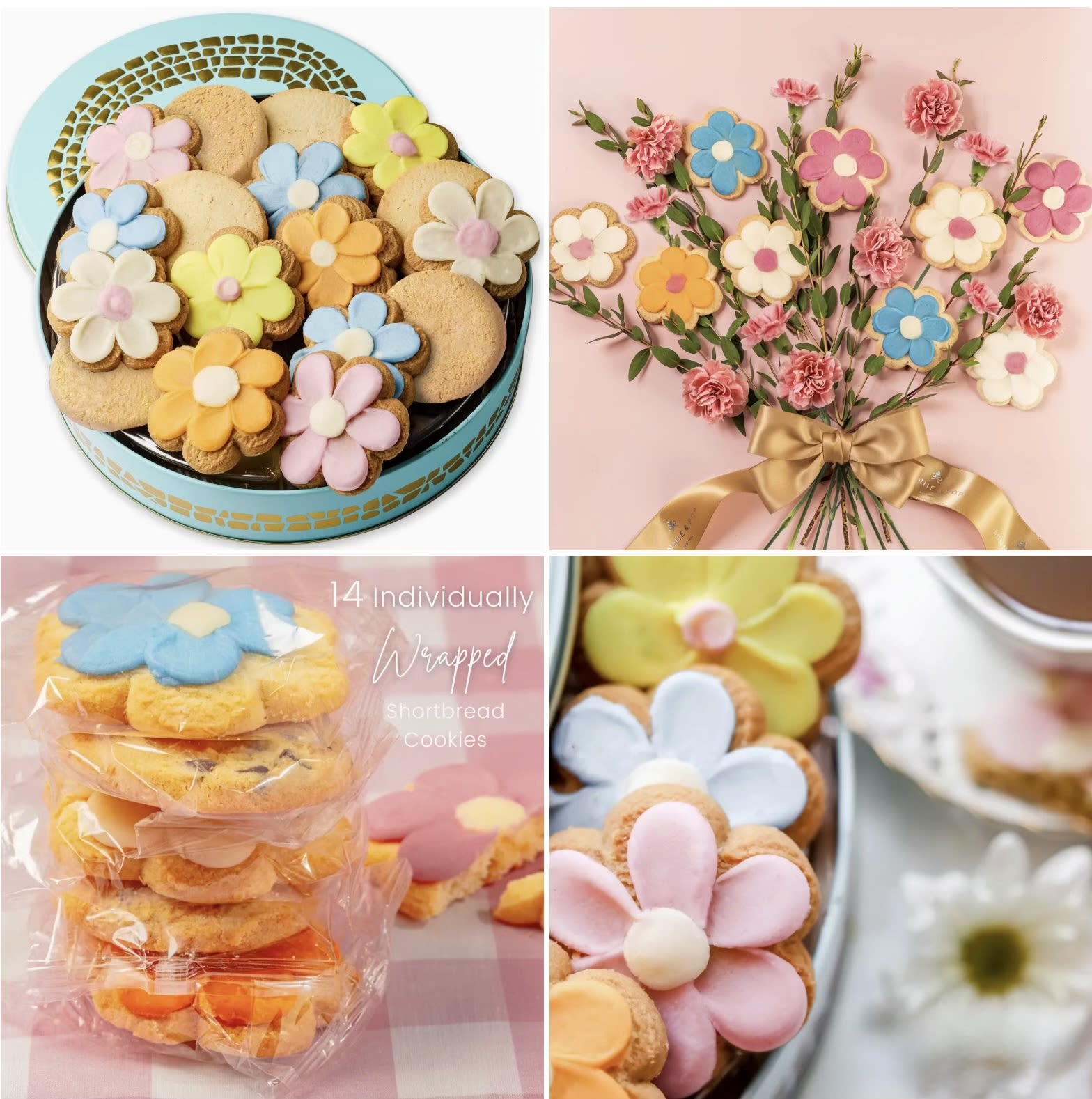 Blooming Shortbread Cookies  - Delight someone with this elegant cookie gift—a gorgeous box of flower-shaped shortbread that’s as beautiful as it is delicious. Each hand-decorated butter cookie features intricate floral designs and melts in your mouth with every bite. Choose from an assortment of flavors: cranberry-vanilla, lemon, and classic chocolate chip, all individually wrapped for freshness and convenience. Kosher Dairy Certified   