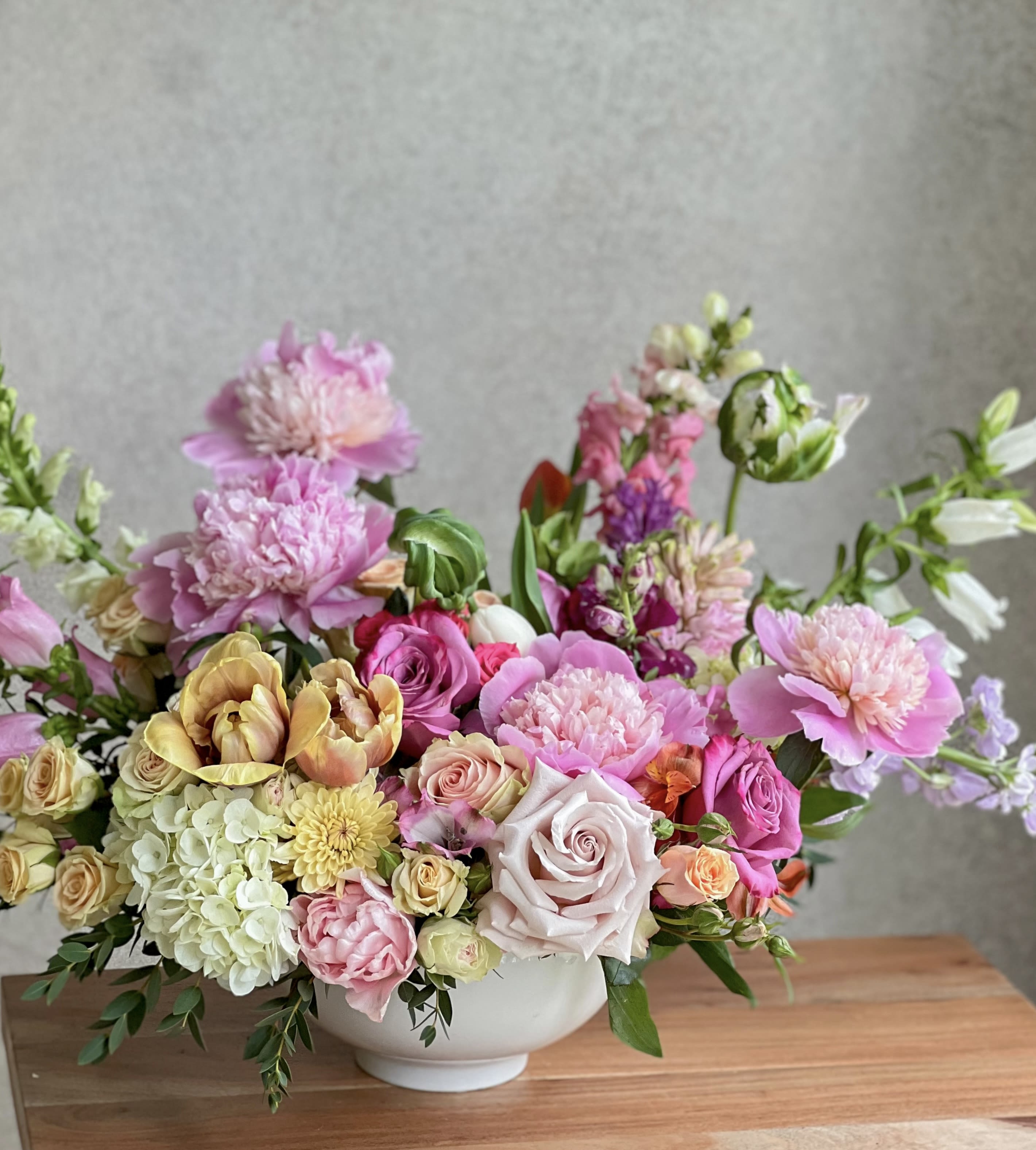 World's Best Mom  - A large lush arrangement designed in a ceramic bowl.  The designer chooses seasonal flowers. 