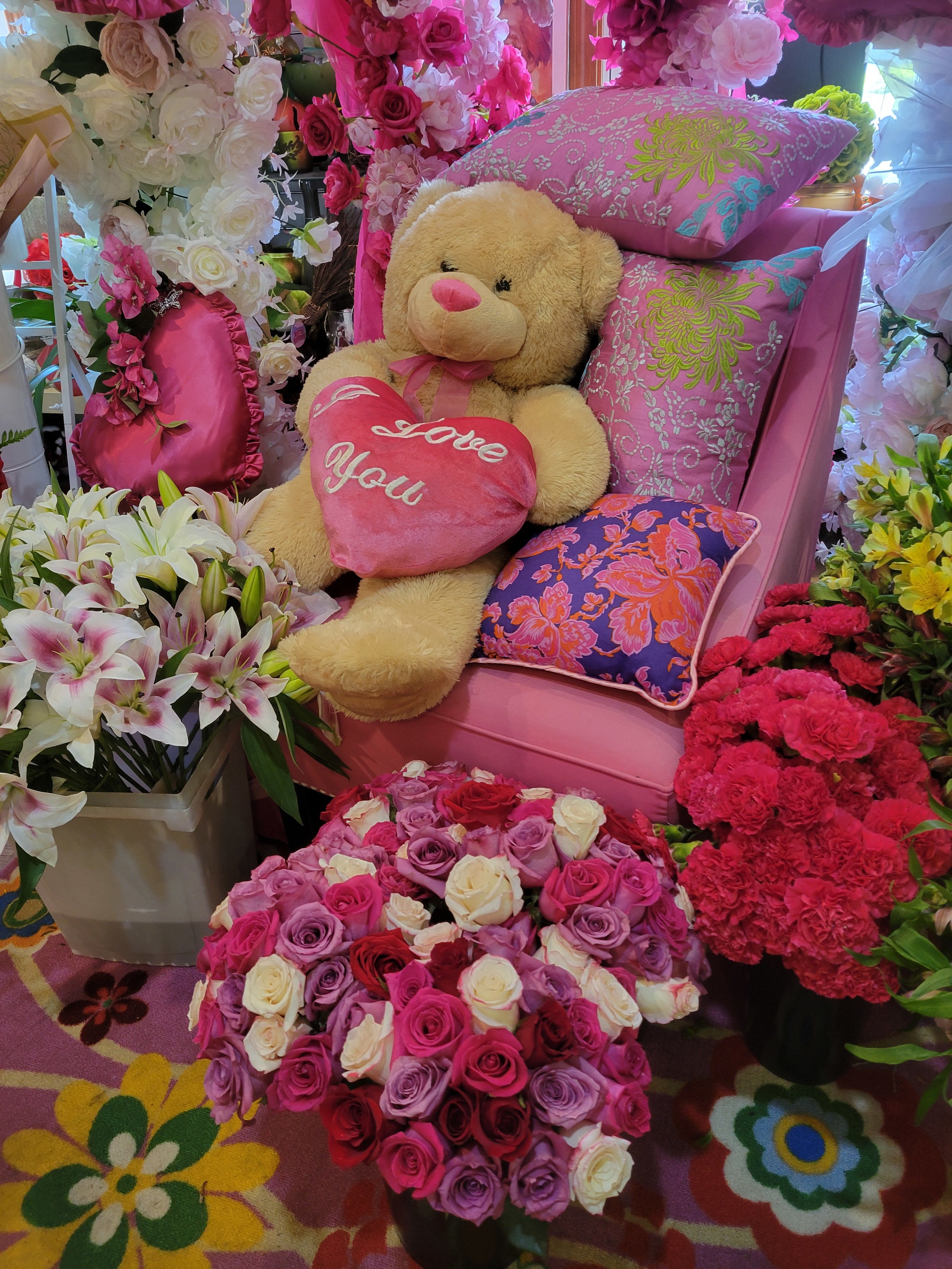 Mother's Day Special / Mom's Love Today Only - Roses, lilies, carnations, and alstroemeria in pinks, purples, red, and white a lush, romantic bouquet perfect for a warm and celebratory Mother’s Day surprise.