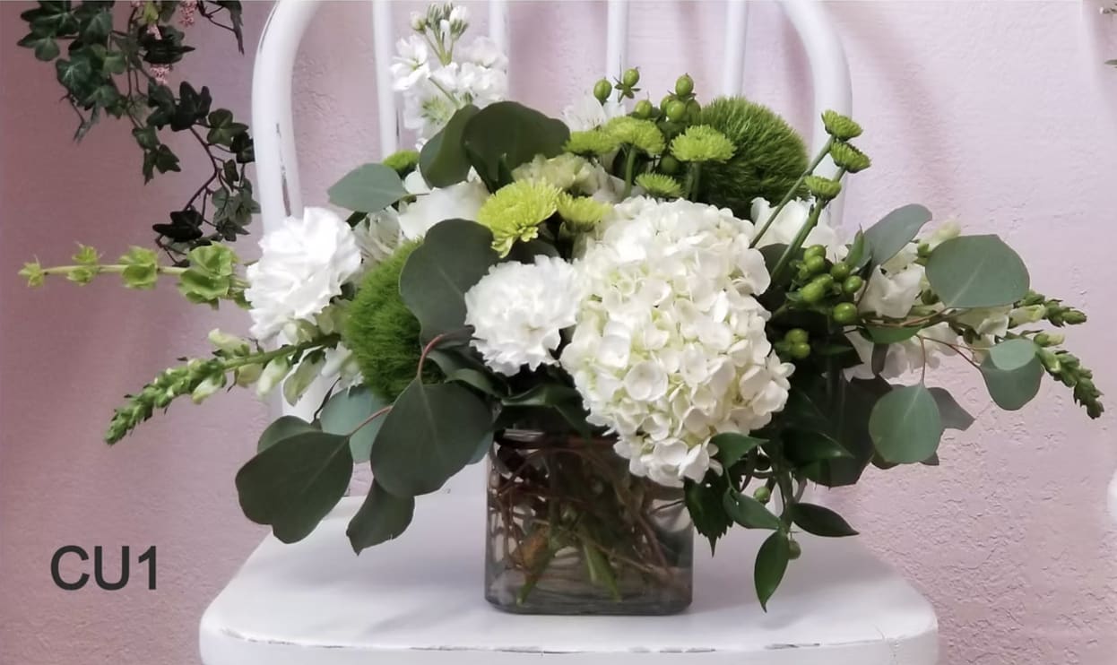CU1 - Website Custom Cube Arrangement  - Flowers and containers are subject to substitution and availability.