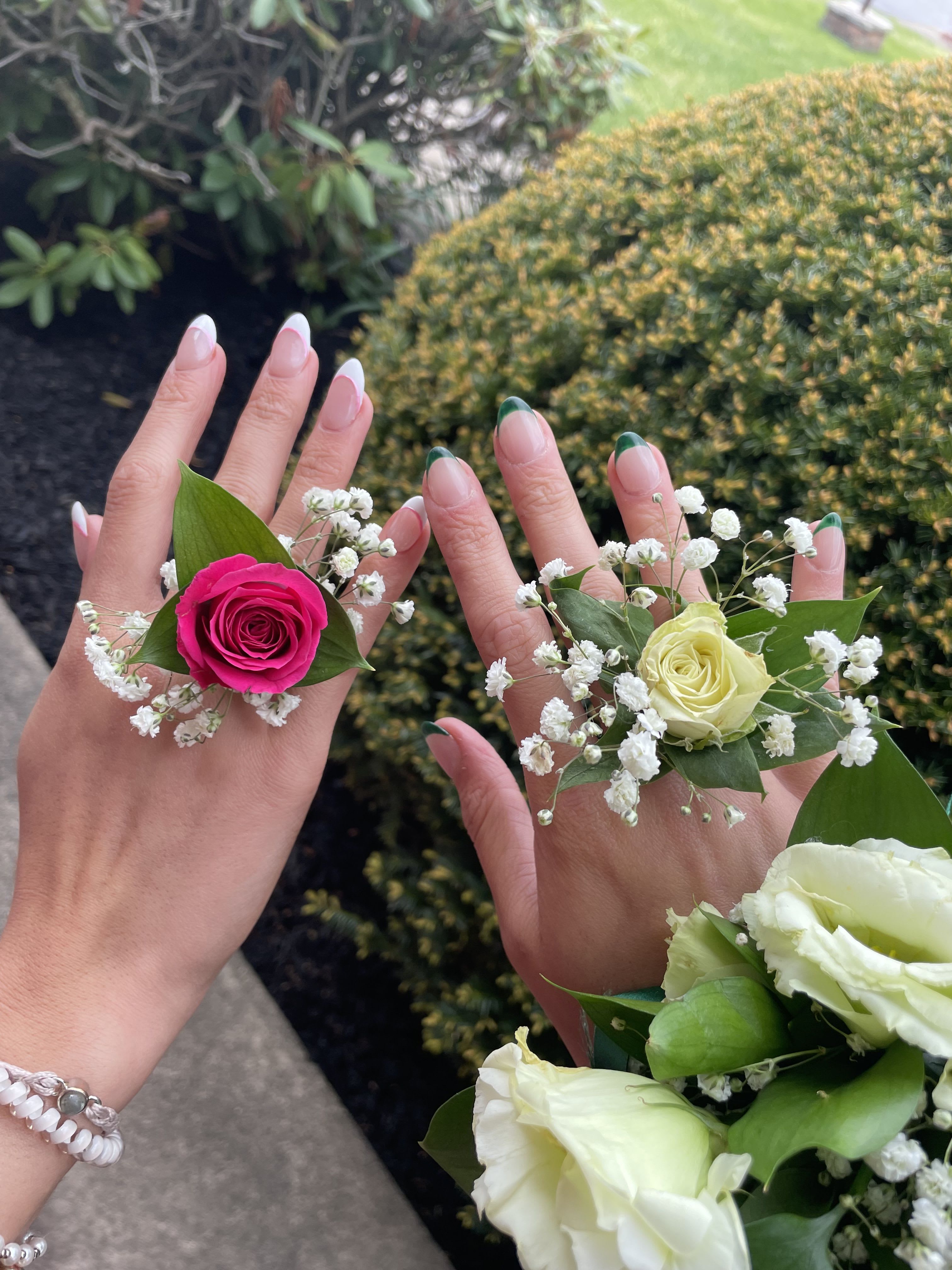 Corsage Ring - A modern twist on the classic corsage, our ring corsage features delicate fresh blooms designed on an adjustable ring for a stylish and effortless look. Lightweight yet eye-catching, it’s the perfect floral accessory for prom, weddings, dances, and special celebrations. Designed to coordinate beautifully with your bouquet or boutonnière for a polished finishing touch.