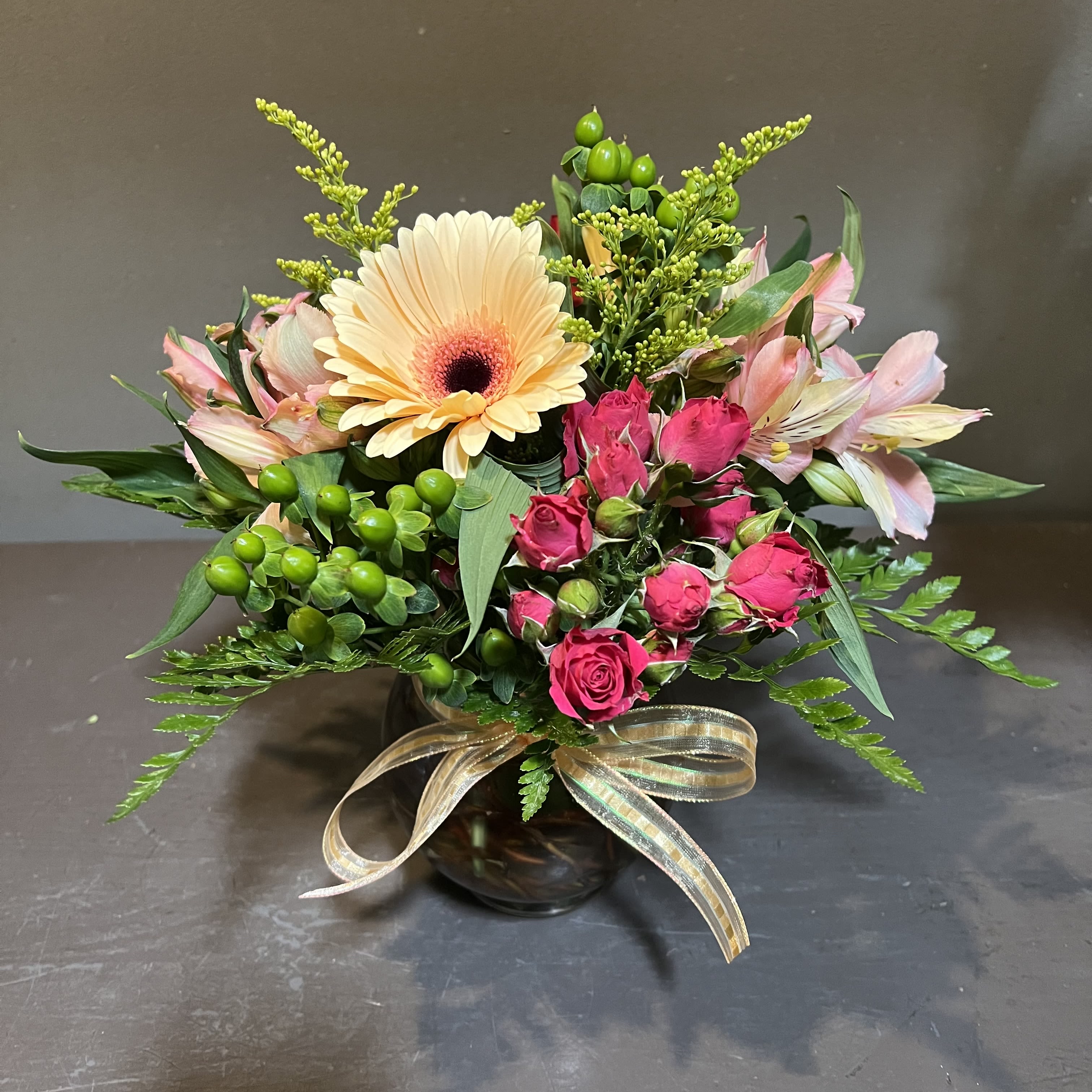 Darling You - A sweet, soft bouquet for a darling friend or loved one.  Measures approx. 13"Tx12"W and arrives in a glass bowl.