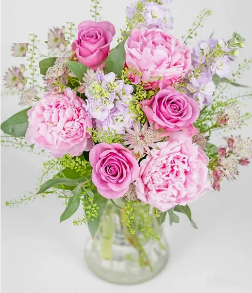  Peony  splash of water  Bouquet  - Our Peony &amp; Rose bouquet is affordable yet stunning, perfect for every occasion. With two of the most popular stems featuring in this beautiful bouquet it's not hard to see why this is one of our most loved bouquets
