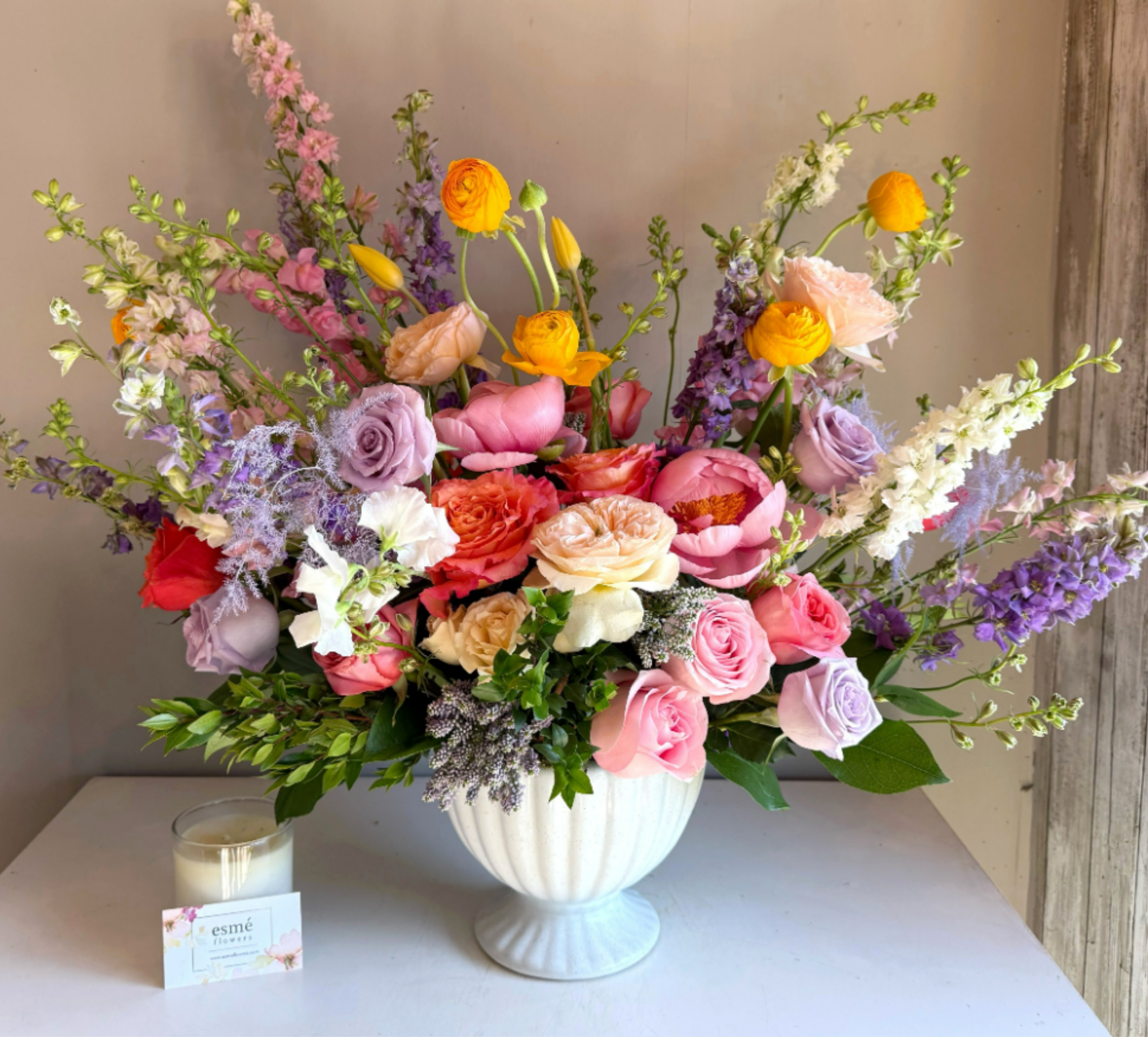 Blush Theory - Blush Theory, a limited edition arrangement featuring all of the season's premium flowers in gorgeous blush colors. Please note that no arrangement will look identical to that of the photo, but it will be as similar to it as possible.