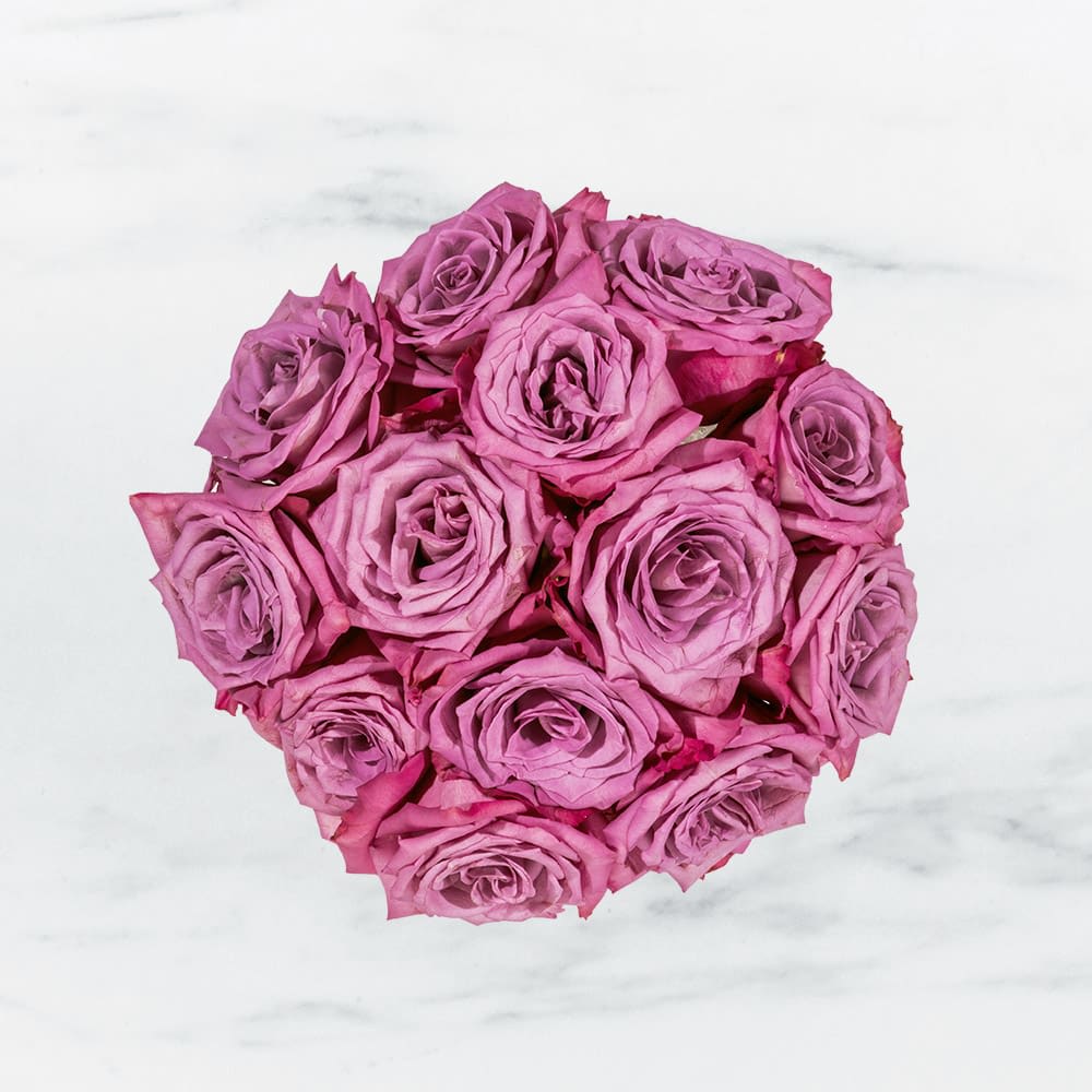 Enchanted Love by BloomNation™ - This beautiful lavender bouquet are guaranteed to brighten someone's day. Enchanted Love by BloomNation™ is perfect for someone's birthday or for anyone that needs cheering up.   Arrangement Details:  Dozen Lavender Roses APPROXIMATE DIMENSIONS:  10"D X 10"H