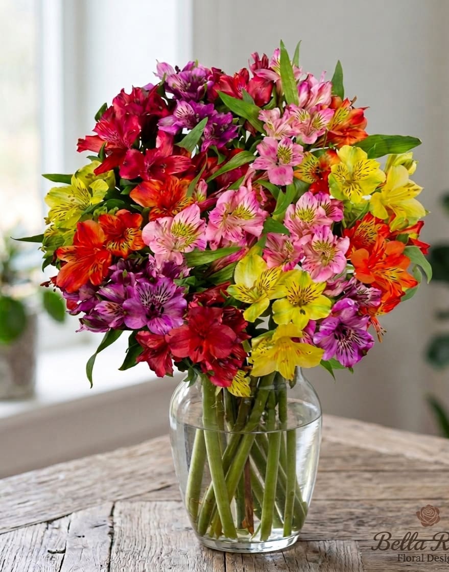 PASSIONATE PERUVIAN LILLIES - PERUVIAN LILIES, COLORFUL AND LONG LASTING! THIS VASE IS CHOCK FULL OF BEAUTIFUL BLOOMS, PLEASE NOTE WHAT COLOR YOU WOULD LIKE AND I WILL DO MY BEST TO FILL YOUR ORDER WITH YOUR FIRST CHOICE. IF YOU DON'T CARE WHAT COLOR, THEN MIGHT I SUGGEST MIXED COLOR? IT MAKES A STUNNING, LONG LASTING DISPLAY! AND THE PRICE IS GREAT TOO ! 