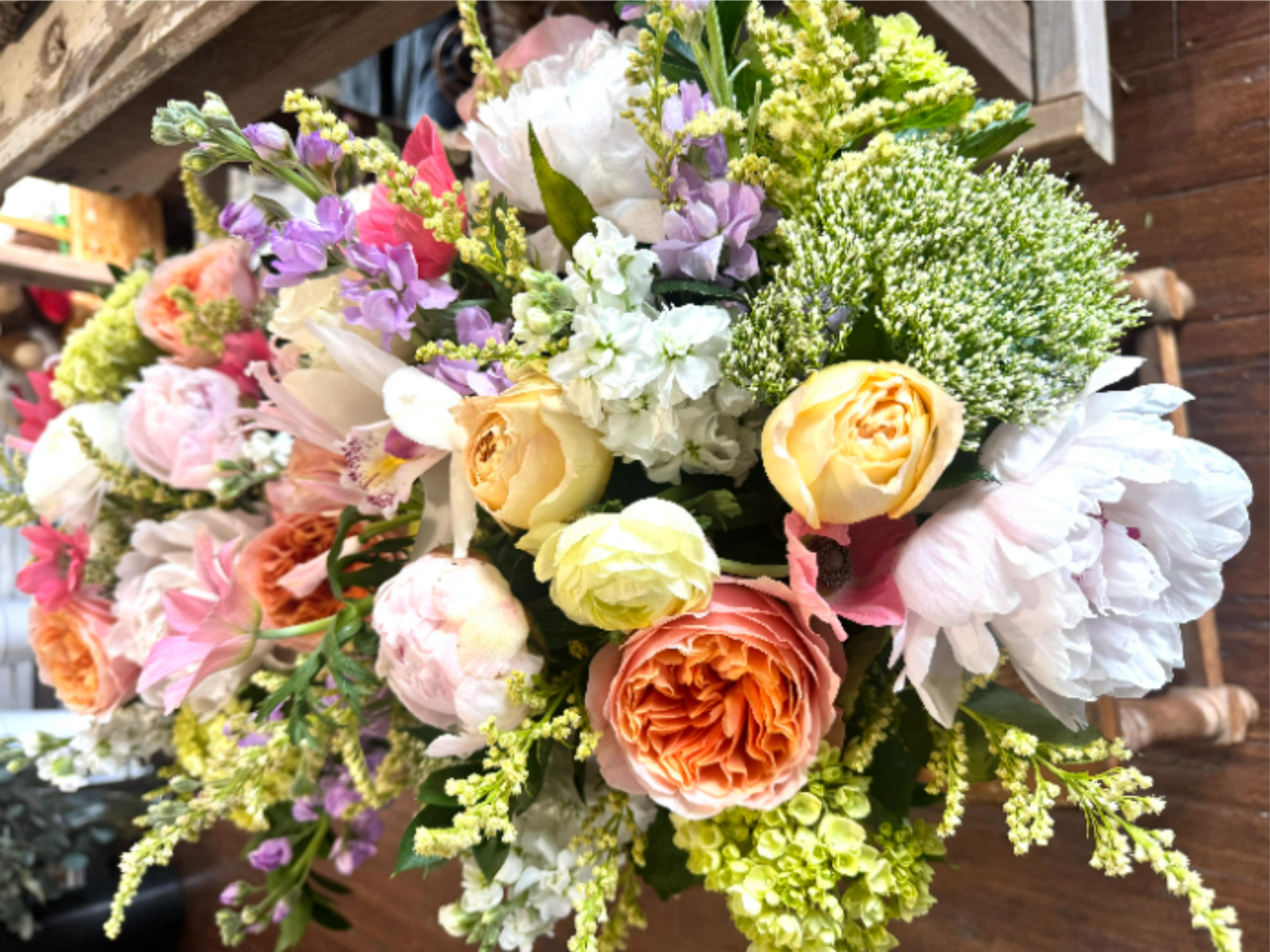 Seasonal Mix  - Soft, garden-fresh for the season make this arrangement feel like a warm hug.