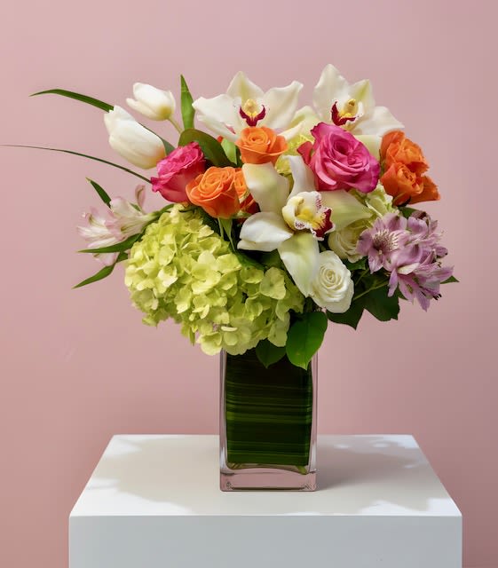 La Vie en Bloom - A luxurious blend of orchids, roses, hydrangeas, and seasonal blooms, thoughtfully designed in a lush, modern style.
