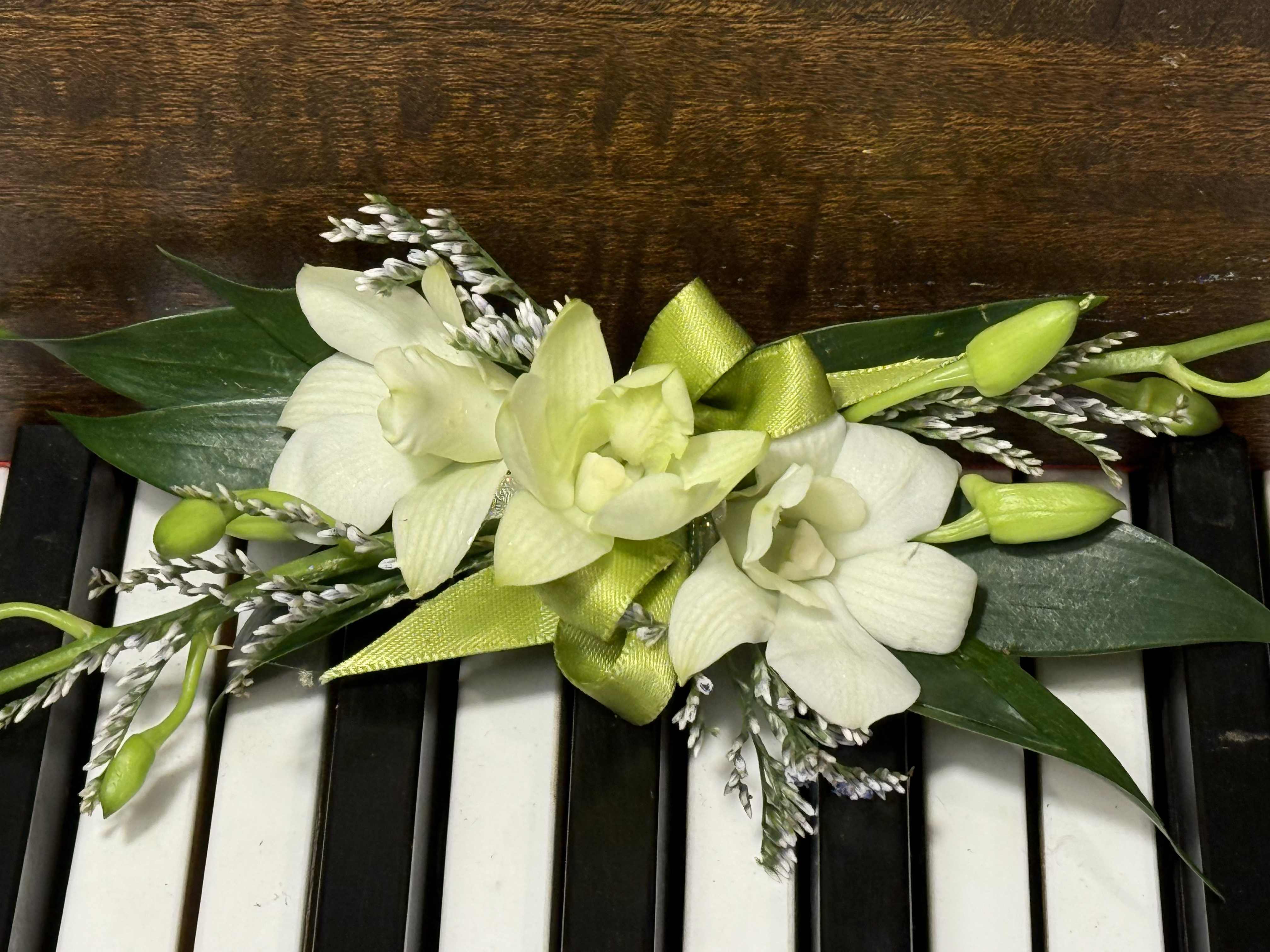 Pretty Prom Wrist Corsage, Accent Colors Available - Let us create this Beautiful Wrist Corsage for you or your special person! Color Accents are Available if you specify under "Special Instructions" when ordering. 