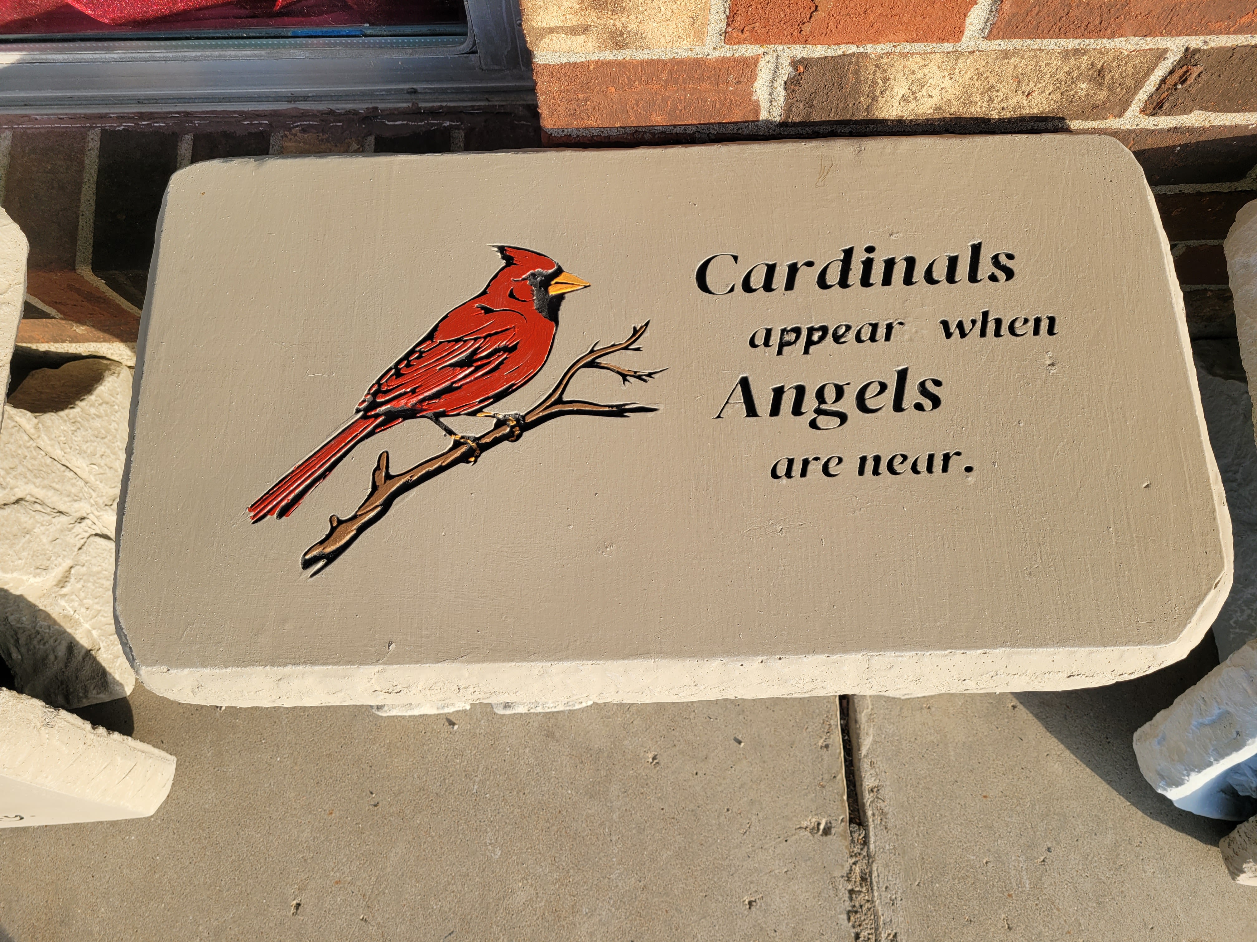 Cardinals Appear Bench - Concrete bench with cardinal detail